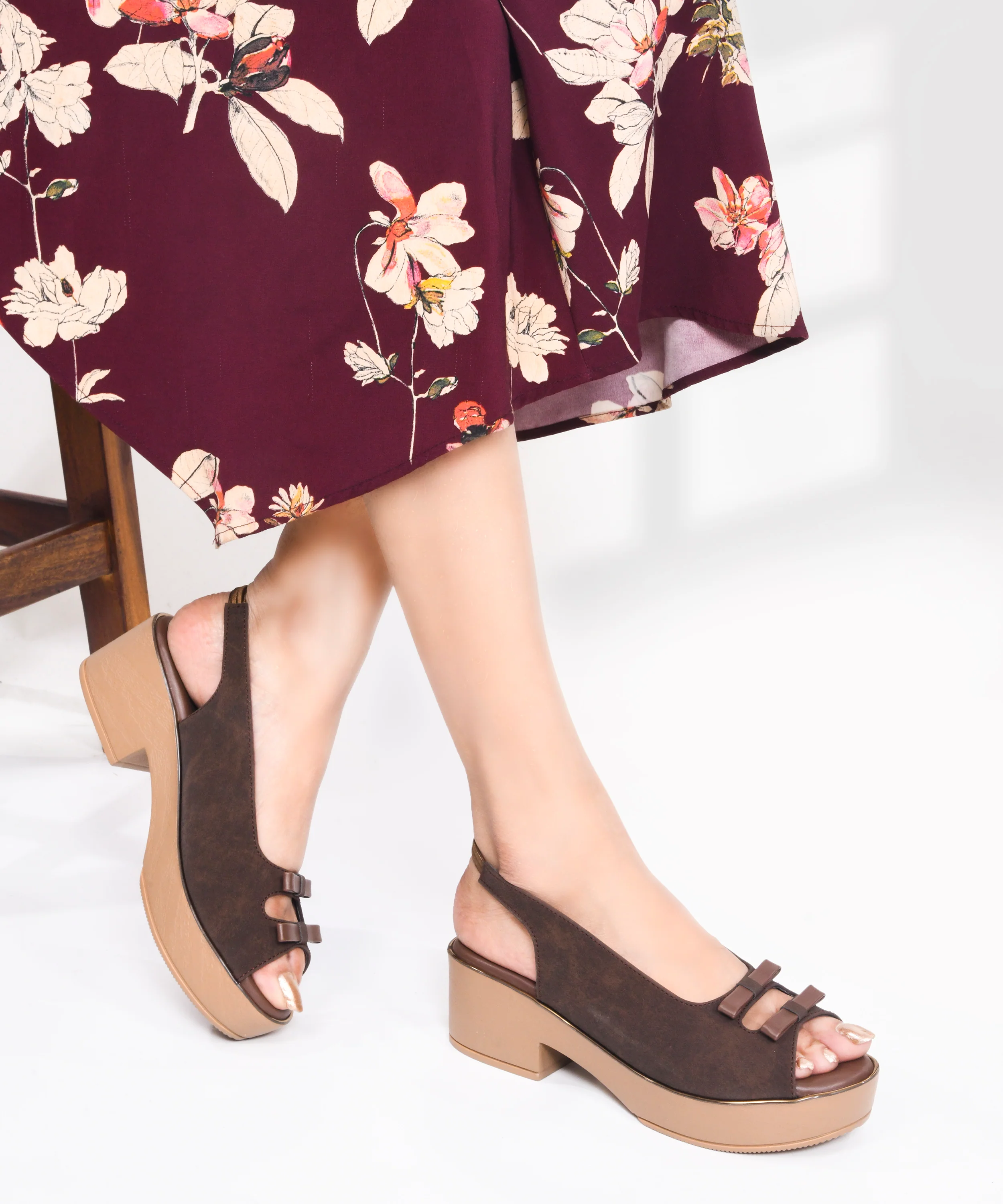 Platform Block Heels with Bow Accent - Image 16