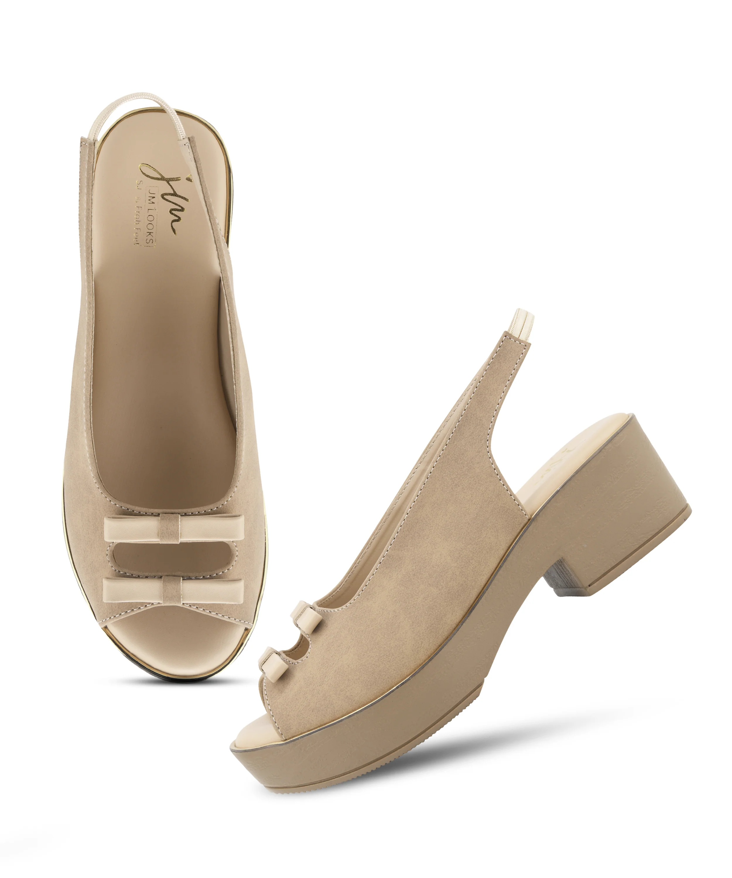Platform Block Heels with Bow Accent - Image 5
