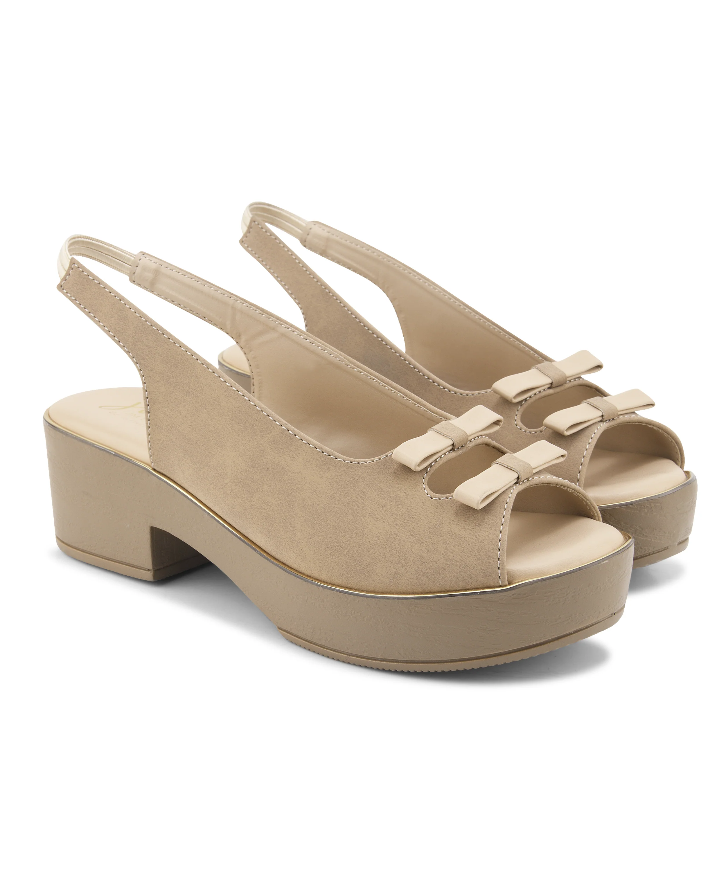 Platform Block Heels with Bow Accent - Image 6