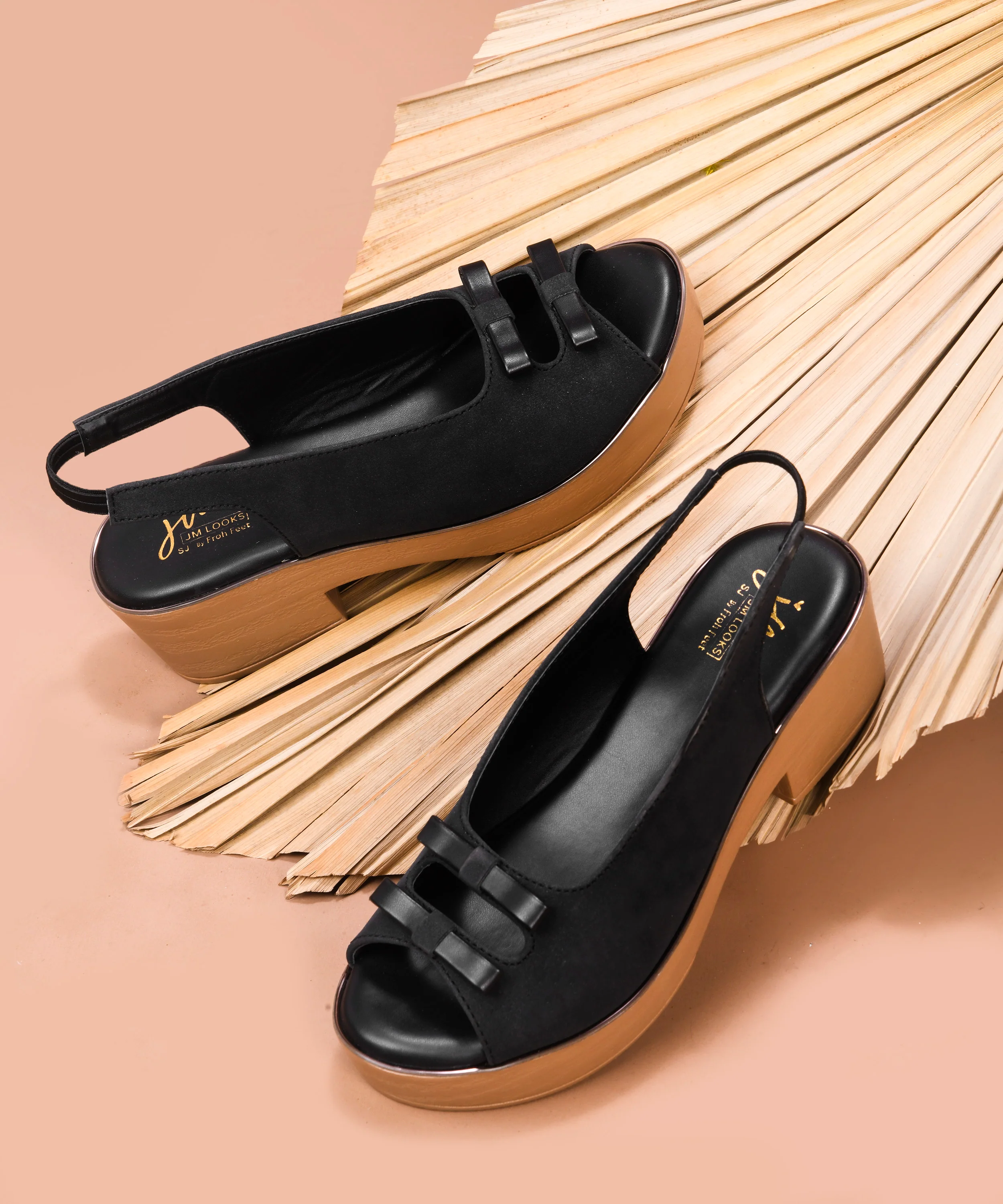 Platform Block Heels with Bow Accent - Image 7