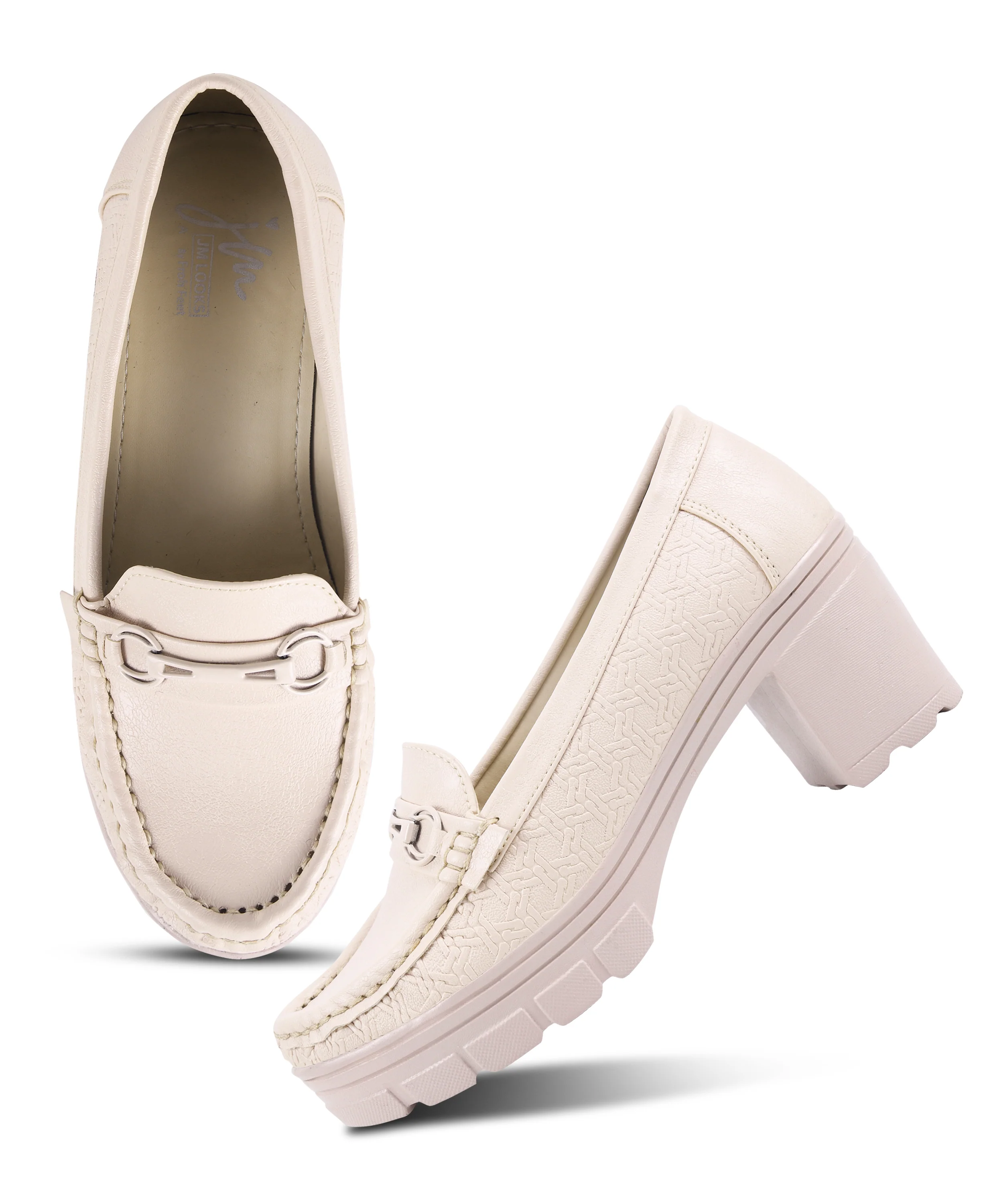Platform Heel Loafers with Moc-Toe Design - Image 11