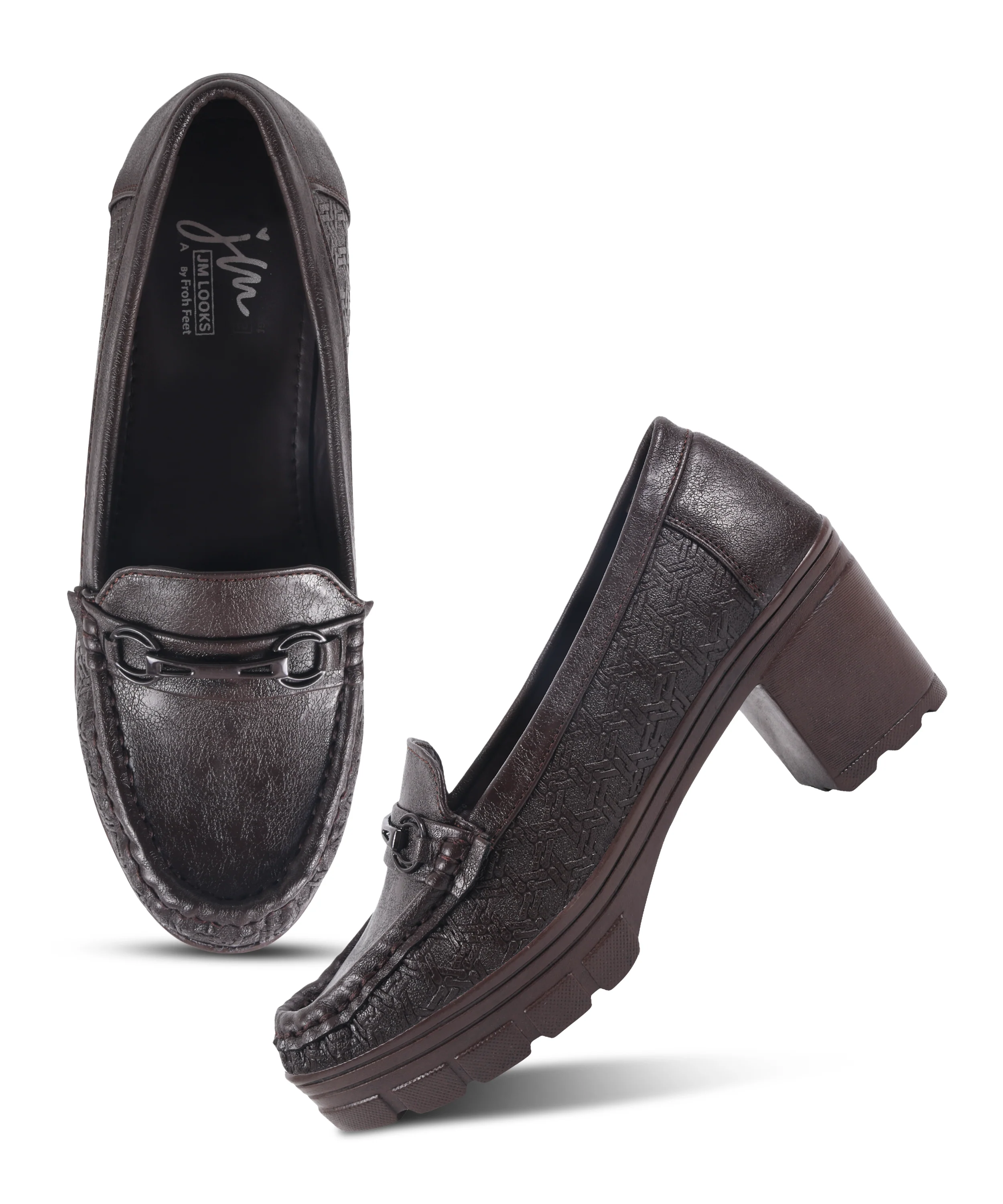 Platform Heel Loafers with Moc-Toe Design - Image 17