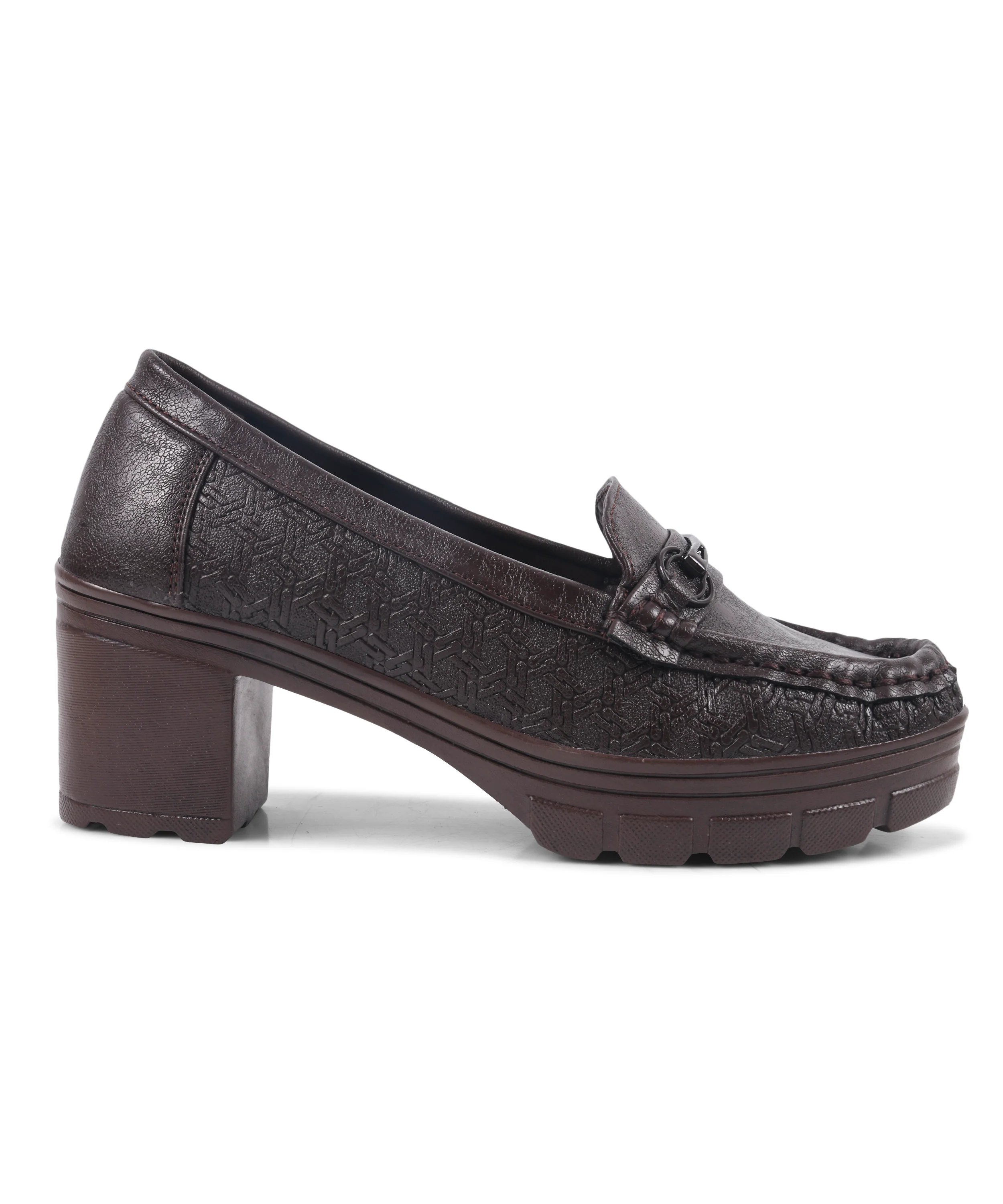 Platform Heel Loafers with Moc-Toe Design - Image 18