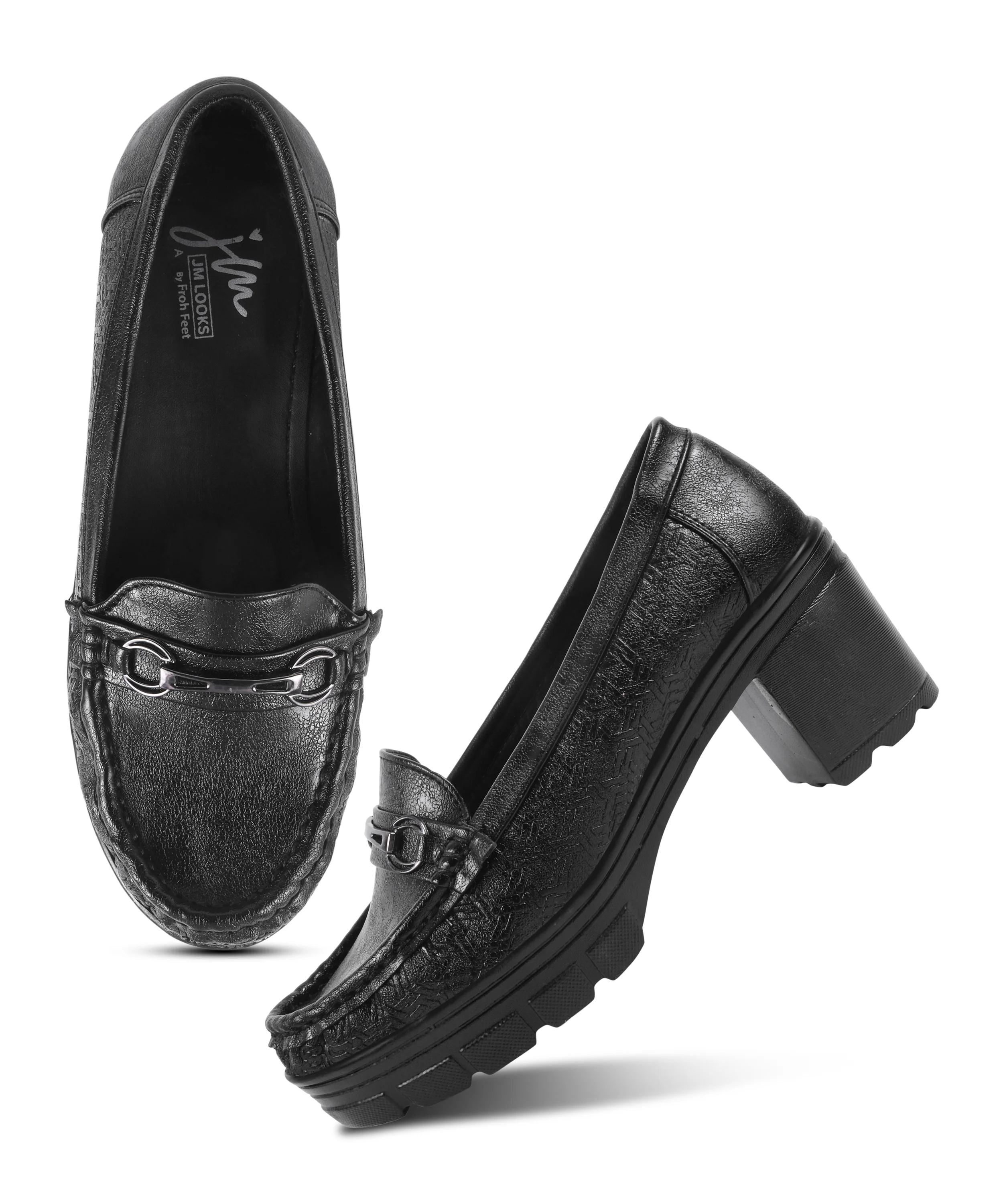 Platform Heel Loafers with Moc-Toe Design - Image 5