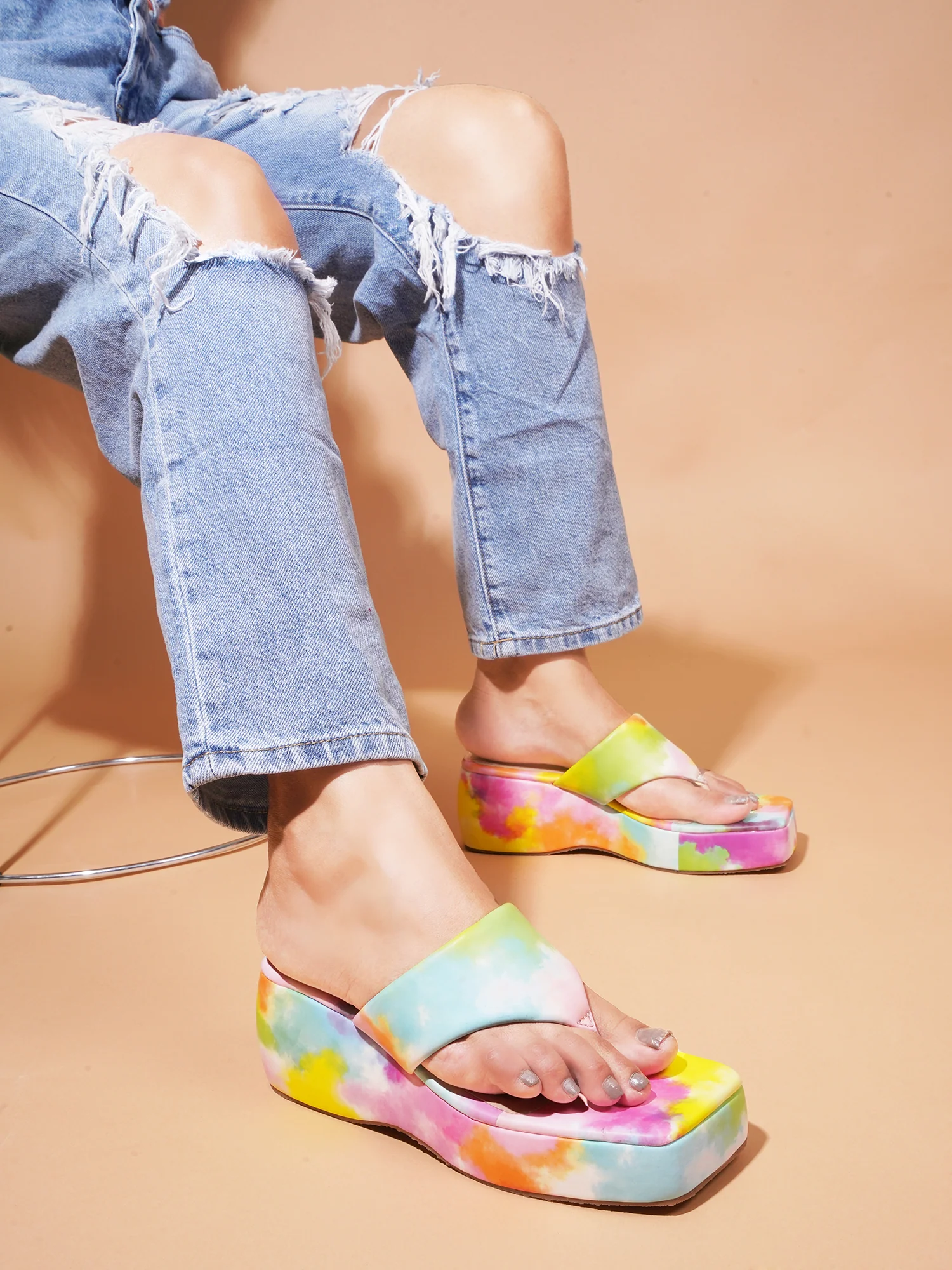 Platform Heel Thong Strap Wedges - Image 10