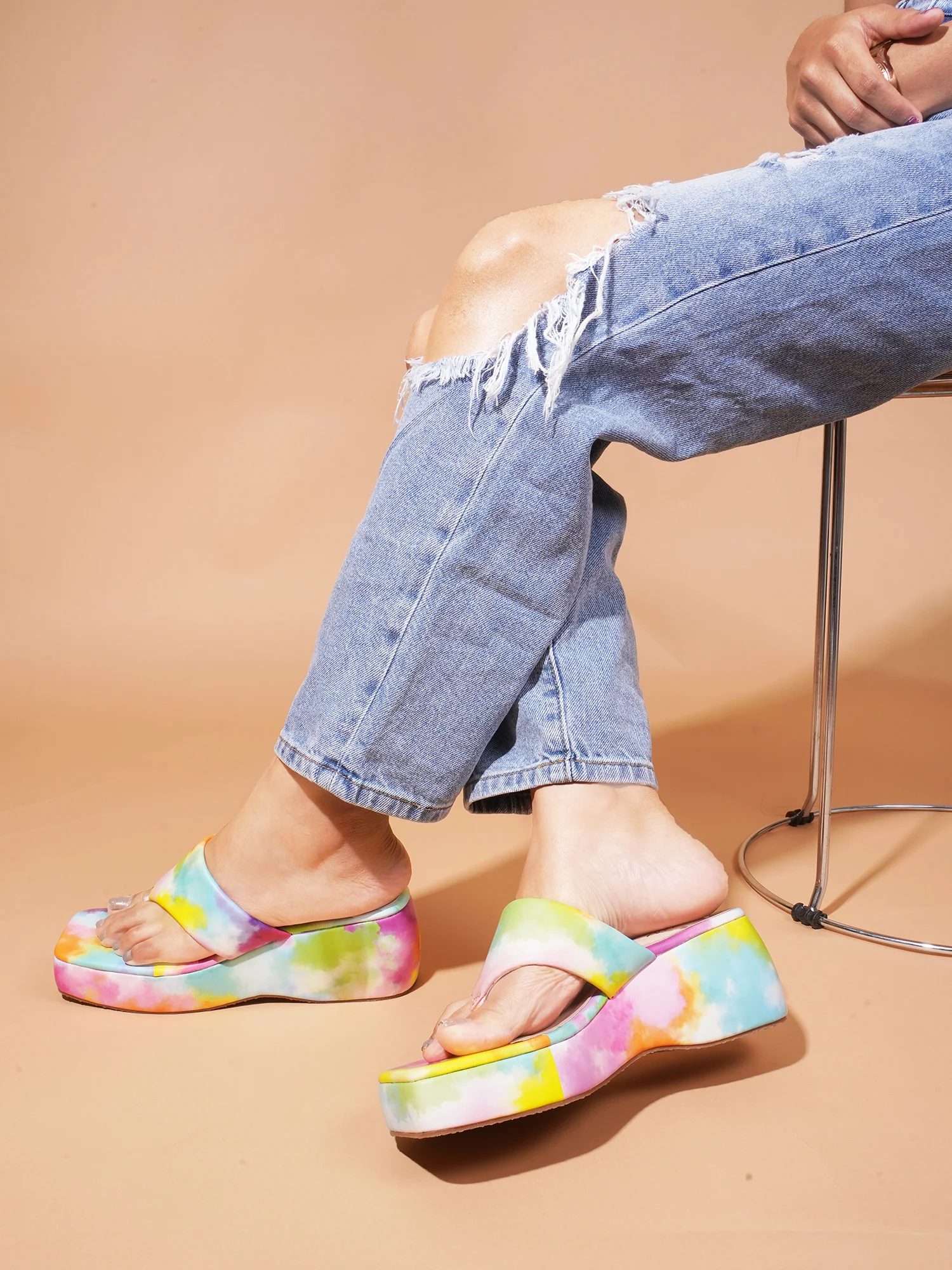 Platform Heel Thong Strap Wedges - Image 11