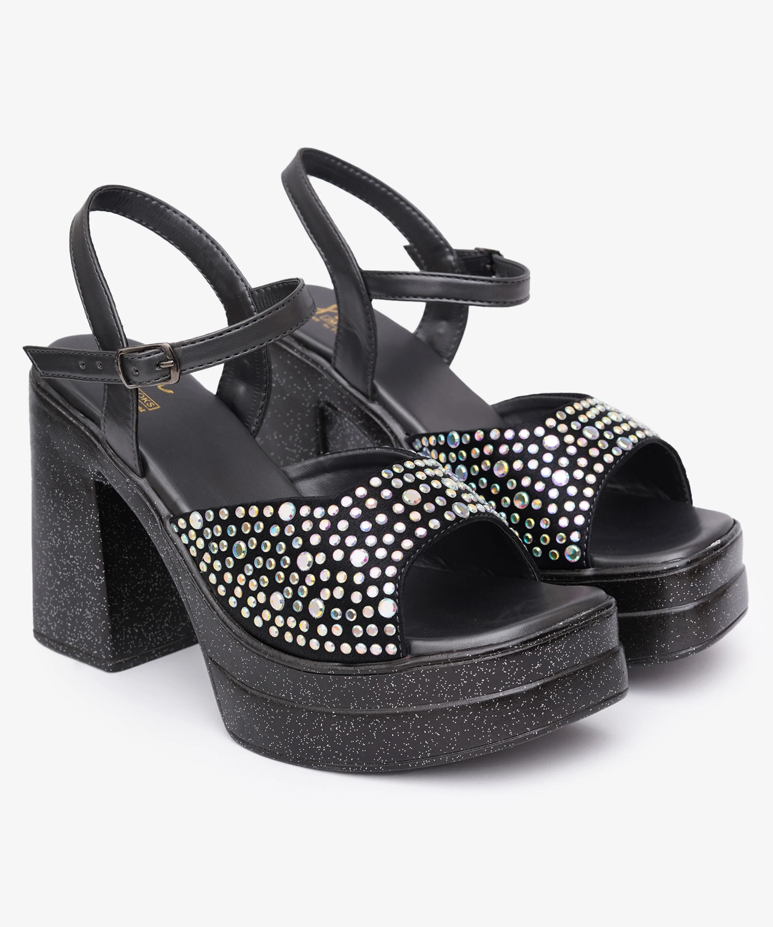 Platform Heels with Stone Detail & Stable Block Heel - Image 12