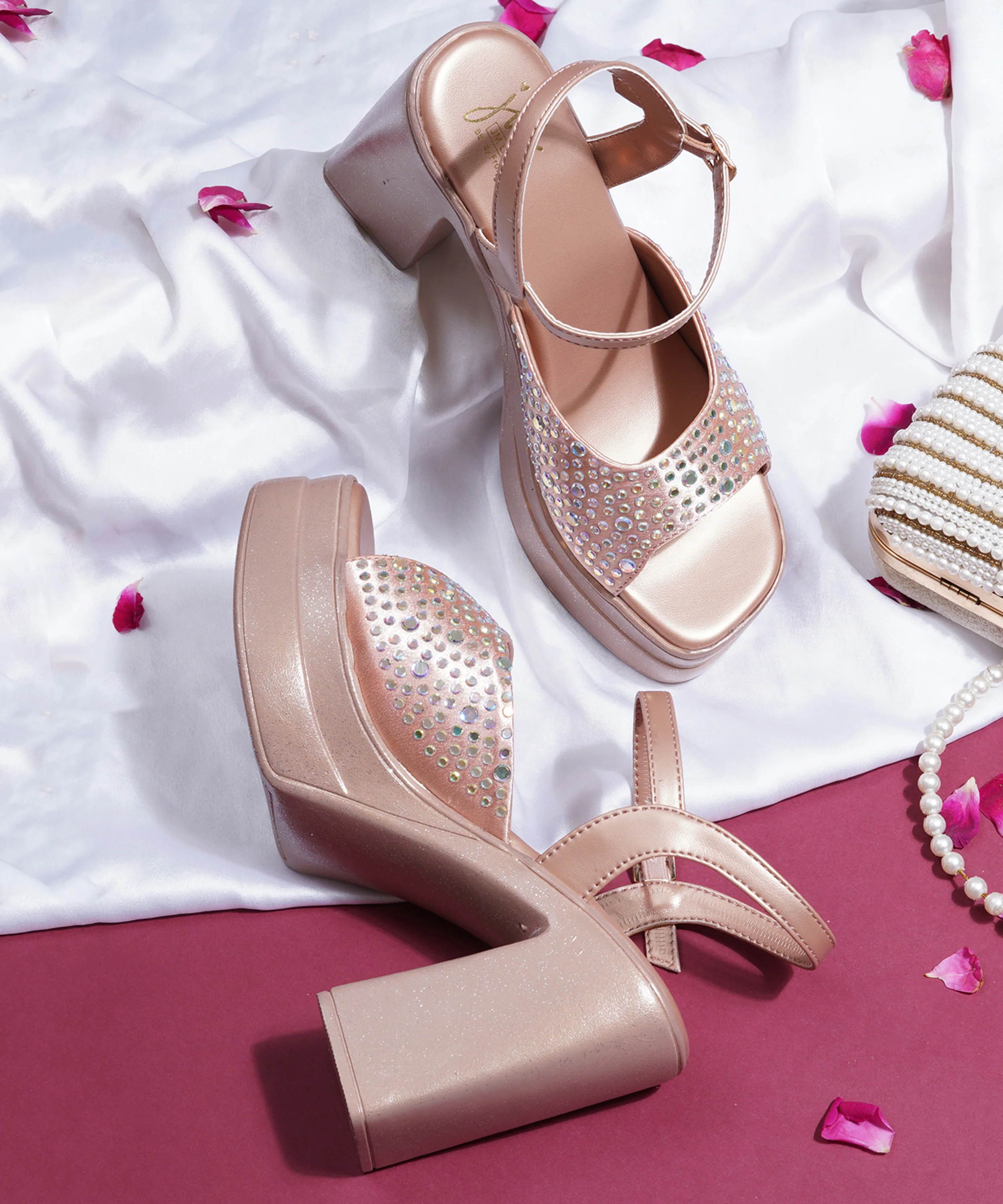 Platform Heels with Stone Detail & Stable Block Heel - Image 13