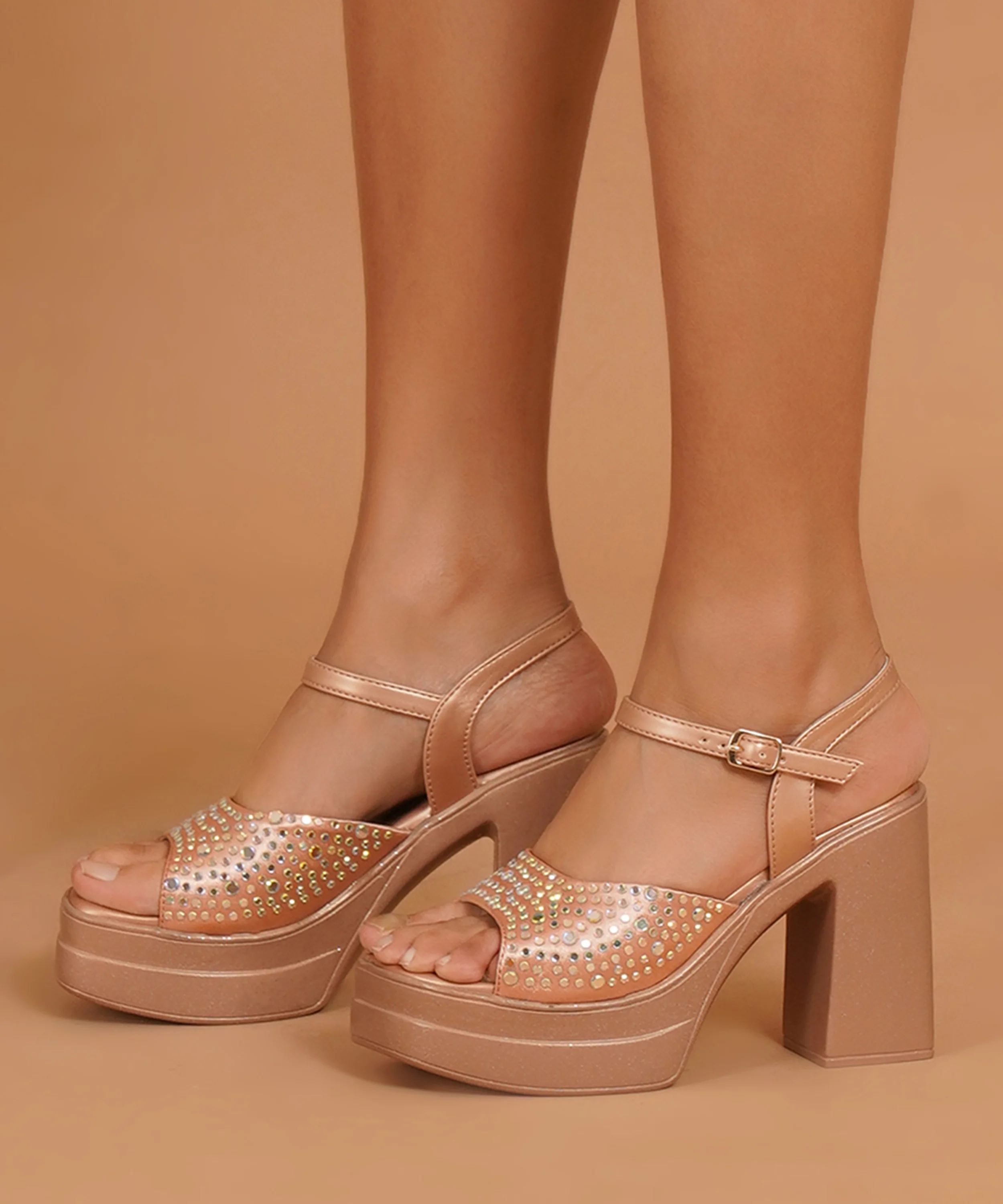 Platform Heels with Stone Detail & Stable Block Heel - Image 15