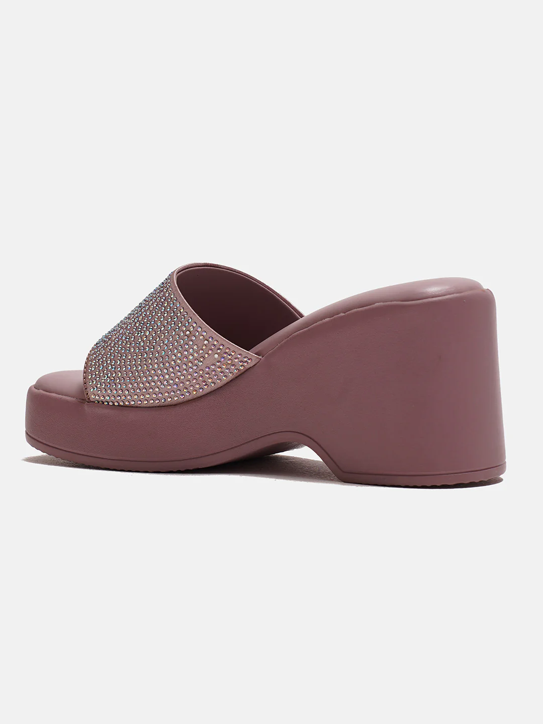 Platform Slides with Rhinestone Embellished Strap - Image 10