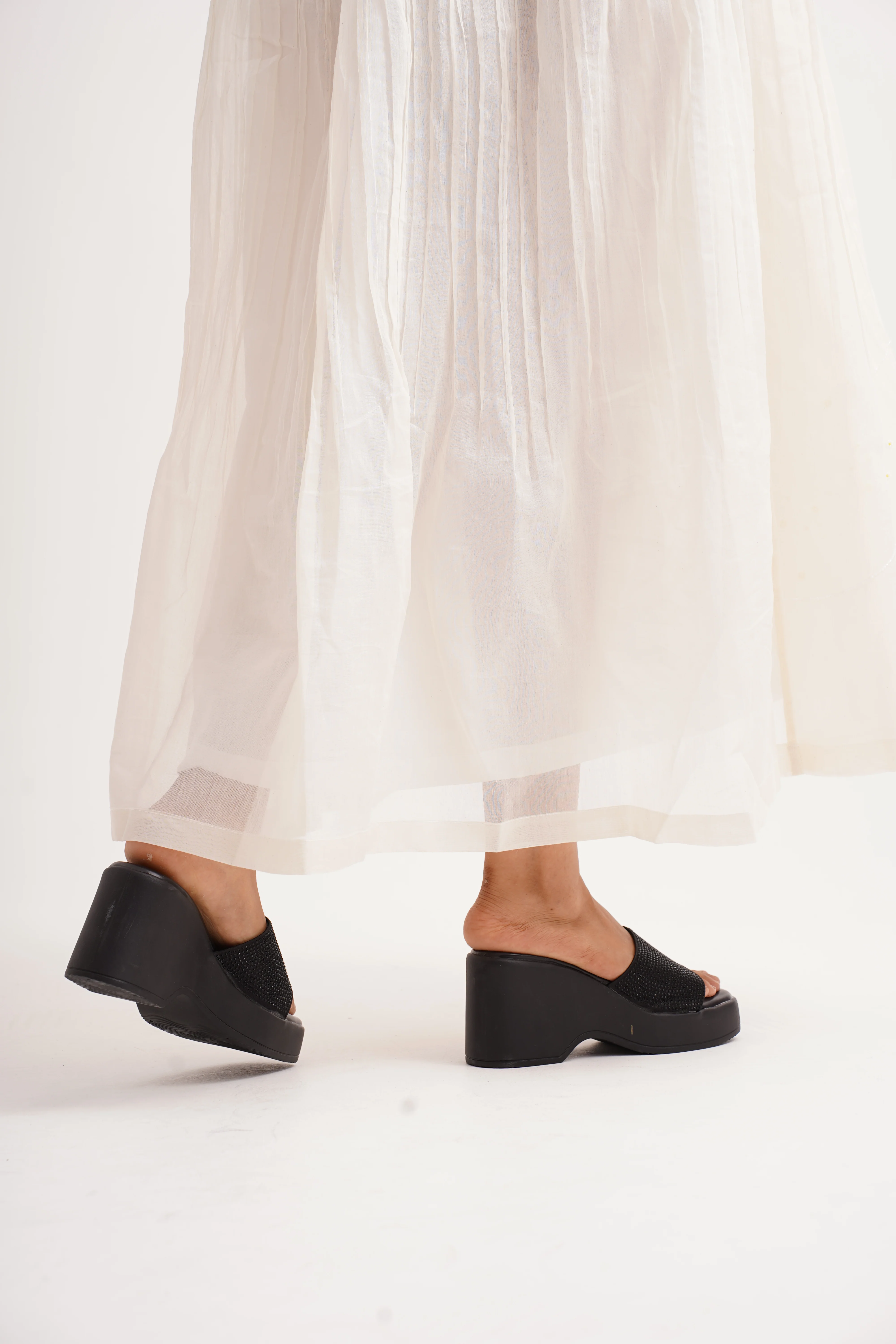 Platform Slides with Rhinestone Embellished Strap - Image 4