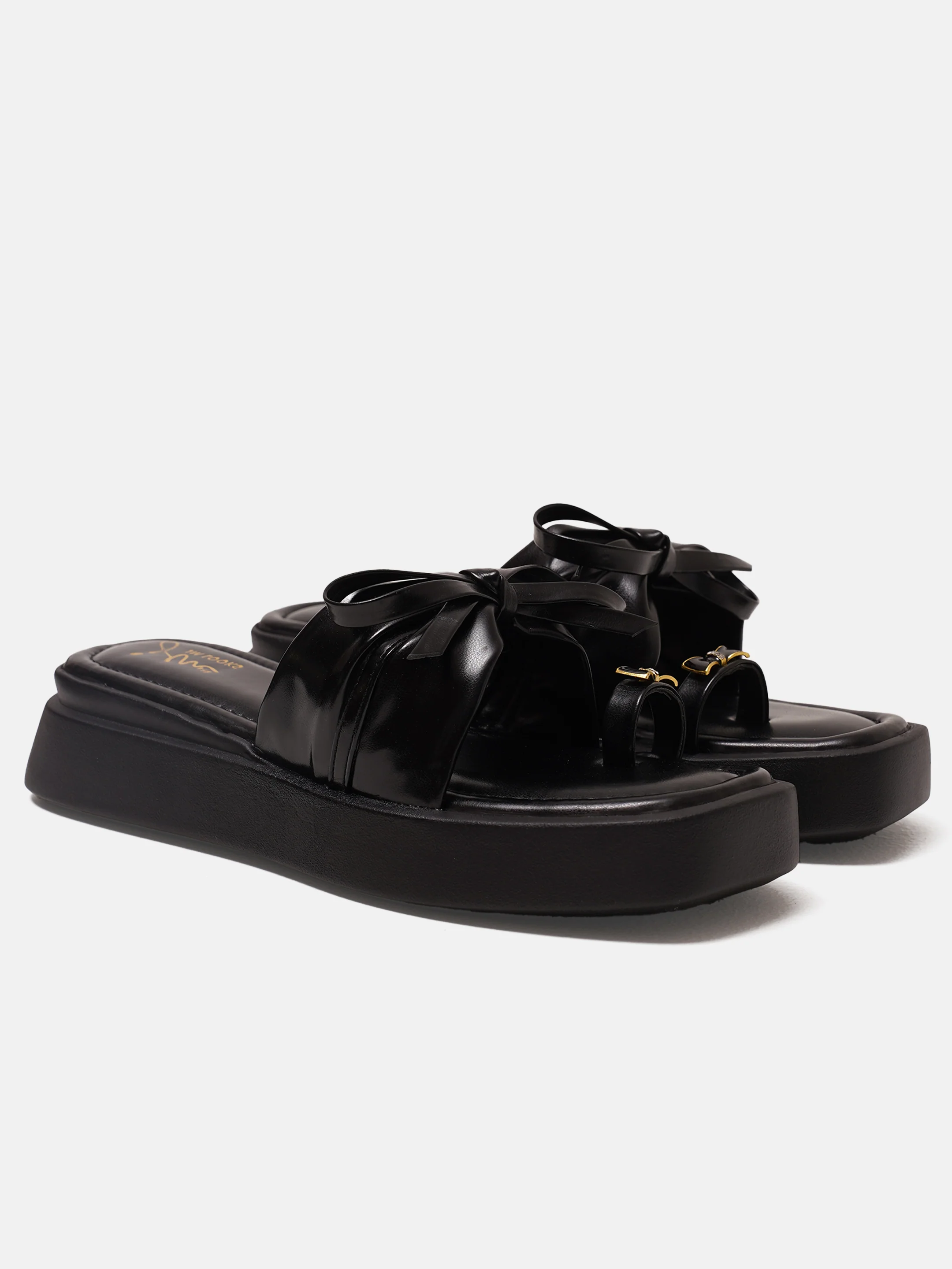 Platform Toe-Ring Slides with Bow Accent - Image 12