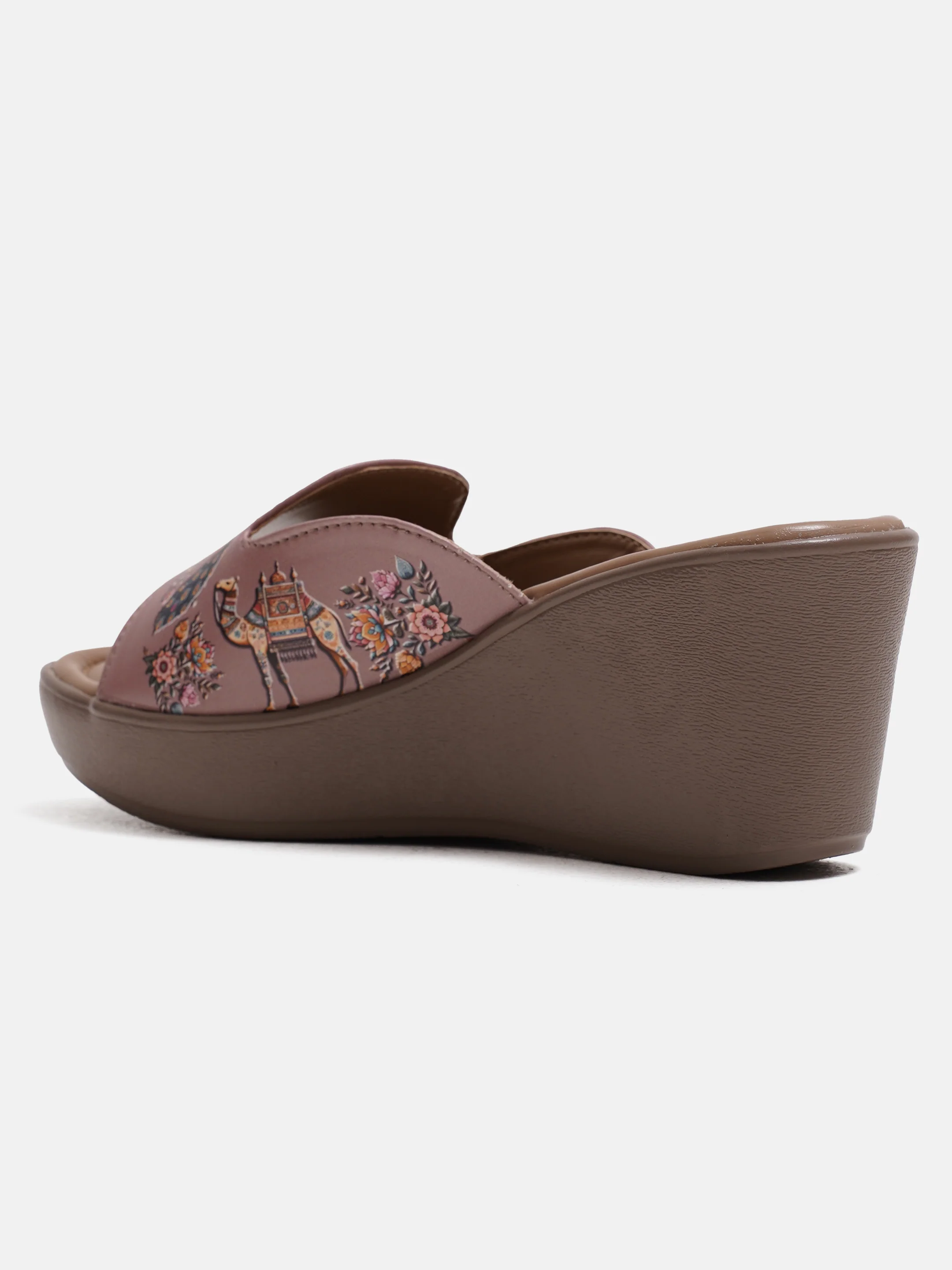 Platform Wedge Sandals with Floral Embossed Strap - Image 7
