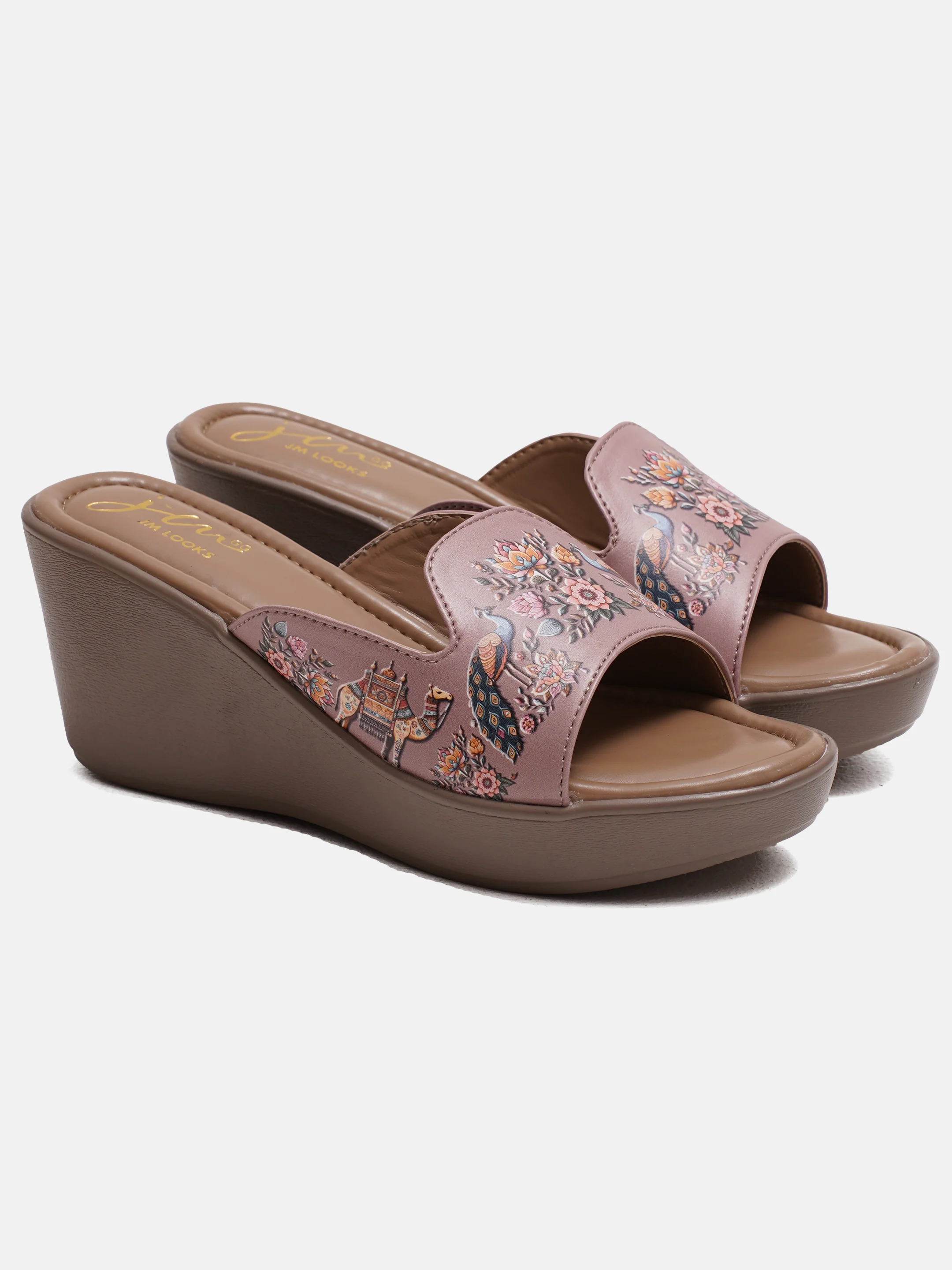 Platform Wedge Sandals with Floral Embossed Strap - Image 8