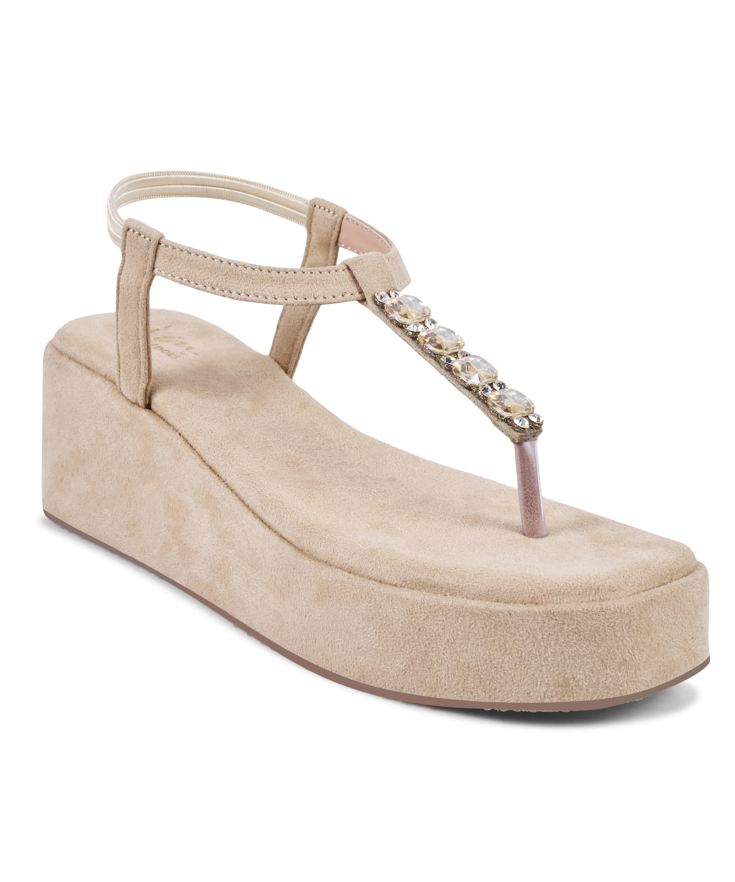 Platform Wedge Sandals with Stone T-Strap - Image 17