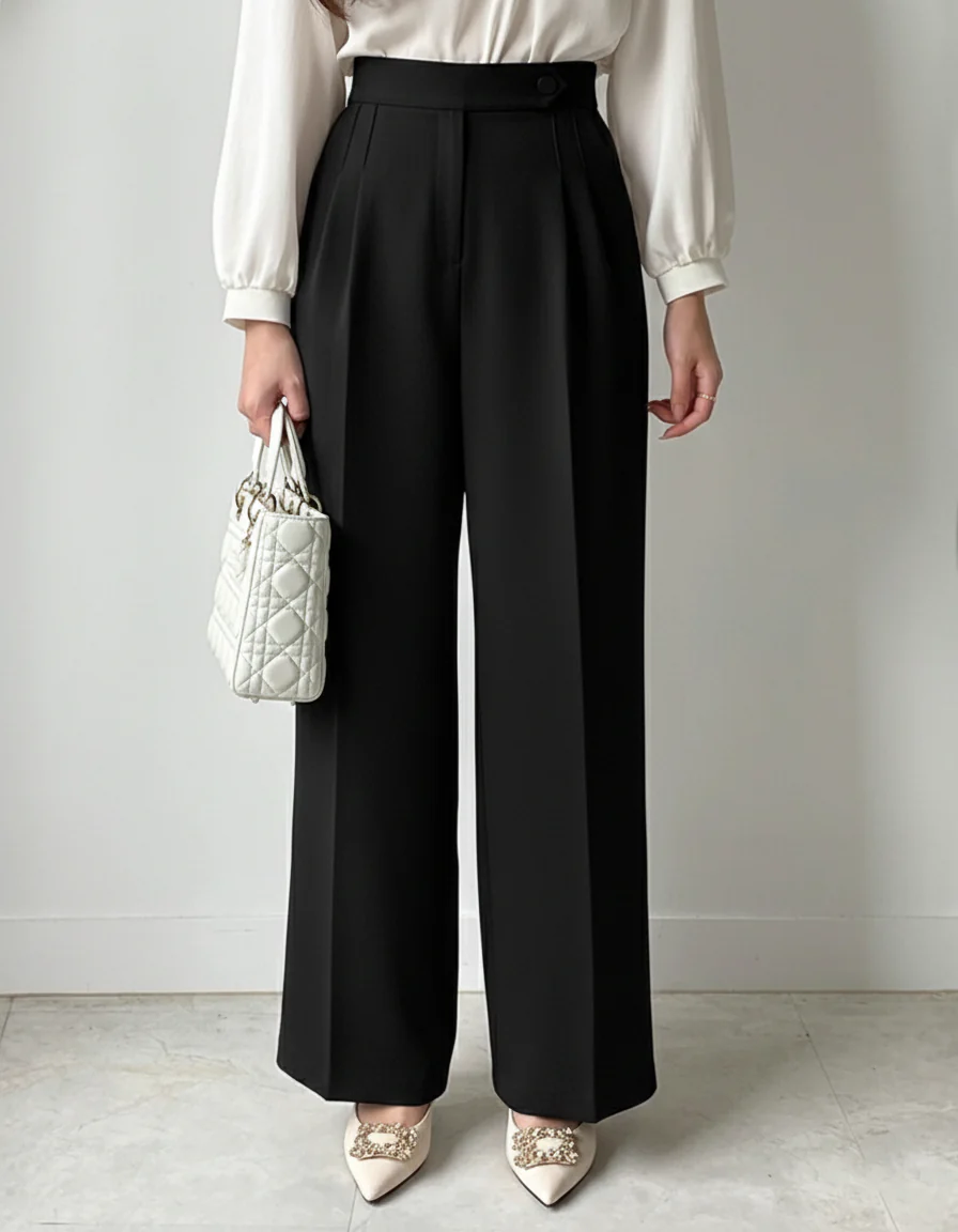 Pleated High-Rise Flowy Pants - Image 6