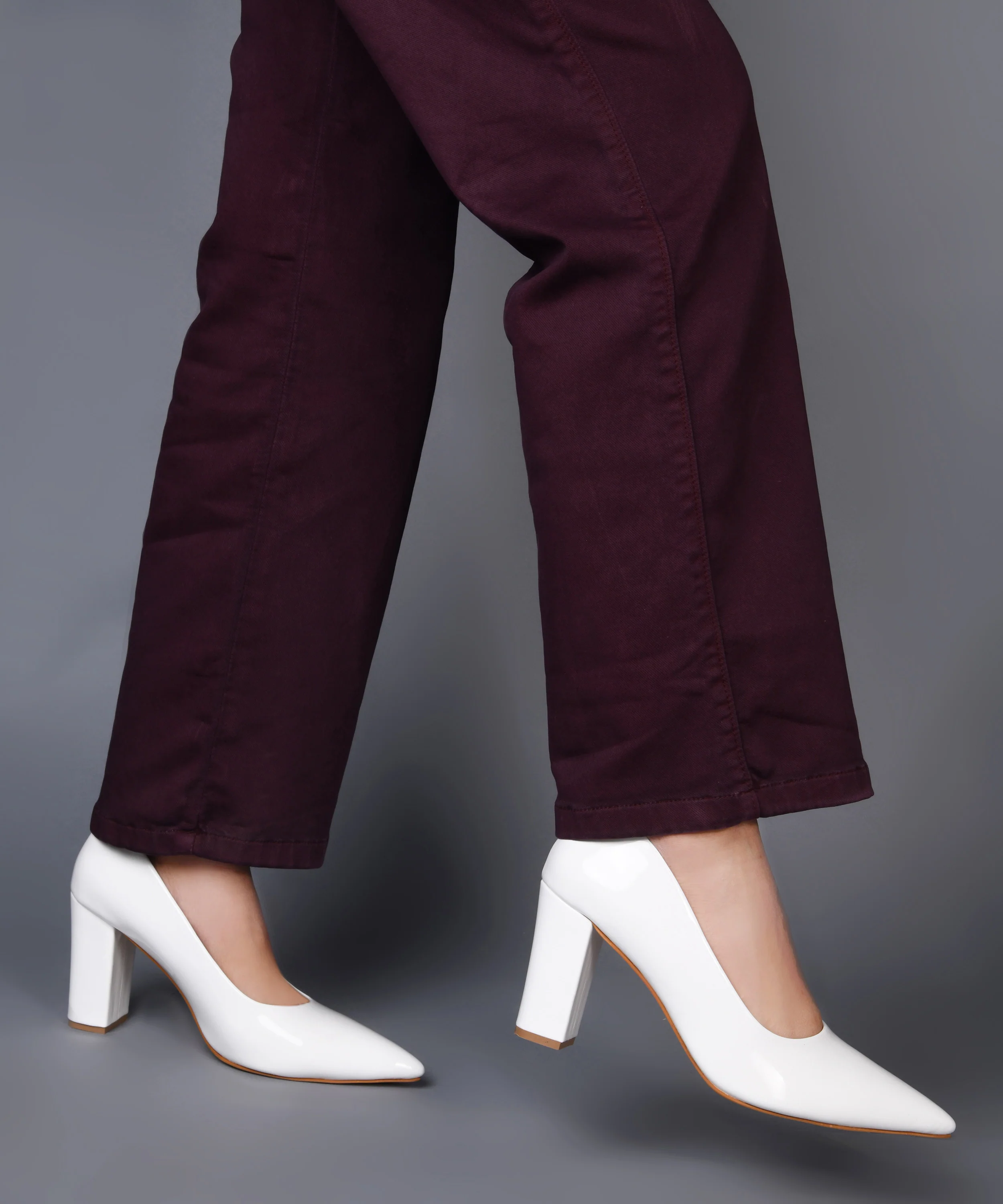 Pointed Toe Block Heel Pumps with Glossy Finish - Image 22