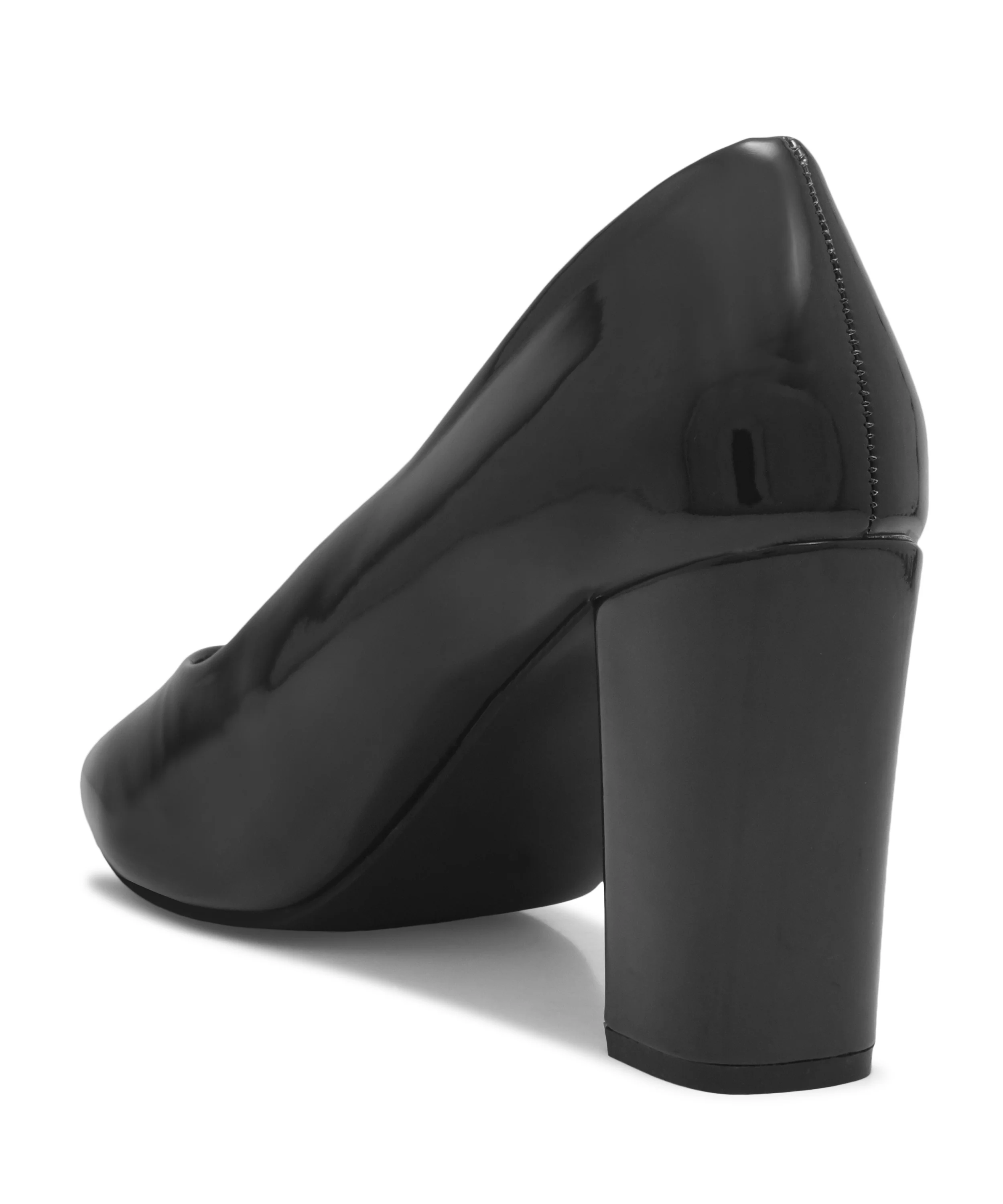 Pointed Toe Block Heel Pumps with Glossy Finish - Image 6