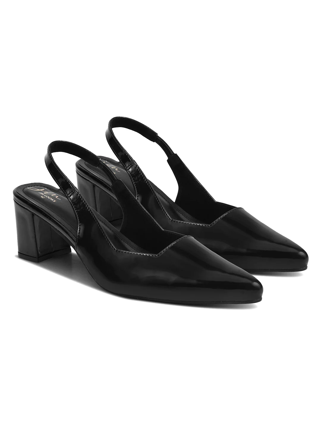 Pointed Toe Block Heel Slingback Pumps - Image 13