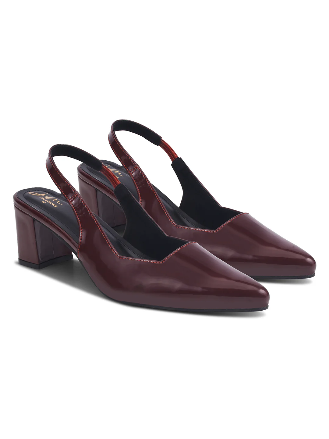 Pointed Toe Block Heel Slingback Pumps - Image 17