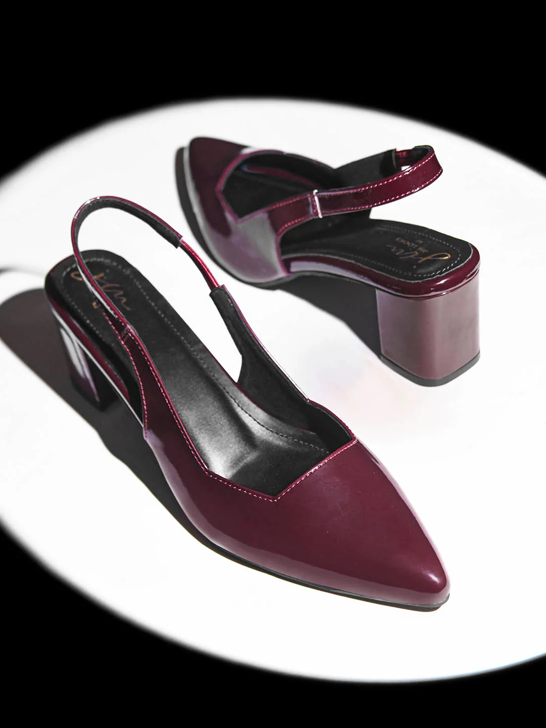 Pointed Toe Block Heel Slingback Pumps - Image 4