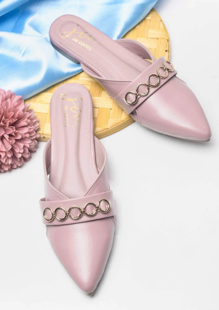 JM Looks Women's Chain Detail Pointed Mules - Image 17