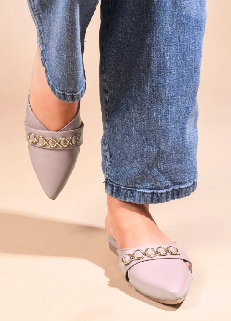 JM Looks Women's Chain Detail Pointed Mules - Image 18