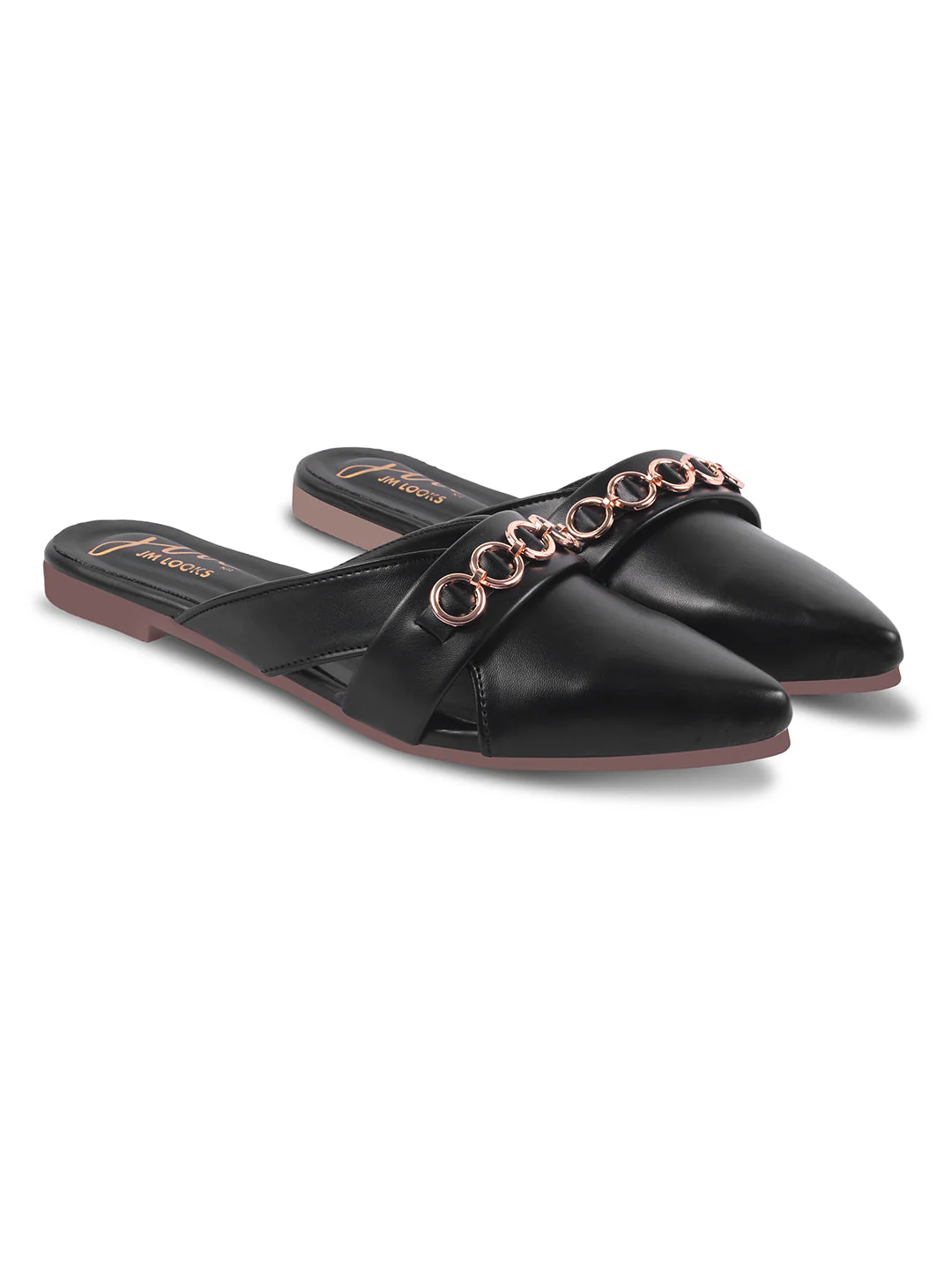 JM Looks Women's Chain Detail Pointed Mules - Image 5