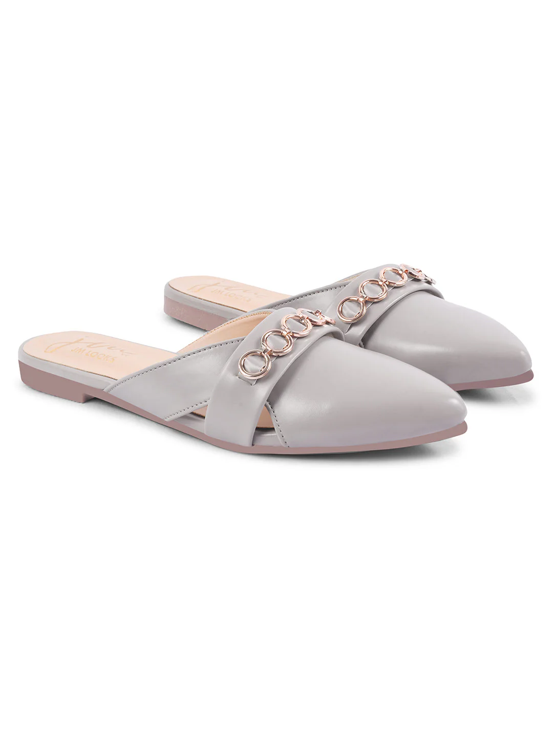 JM Looks Women's Chain Detail Pointed Mules - Image 9