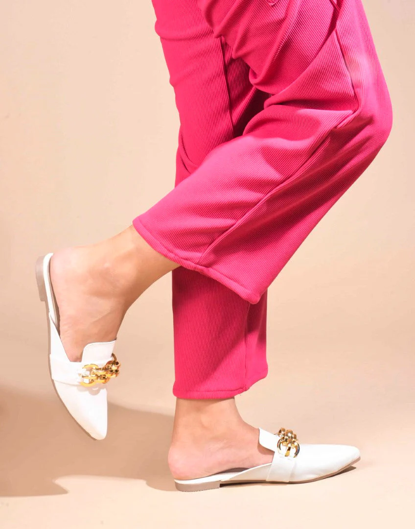 JM Looks Women's Bold Chain Pointed Mules - Image 16