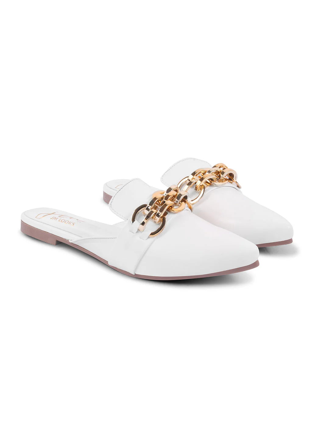 JM Looks Women's Bold Chain Pointed Mules - Image 17
