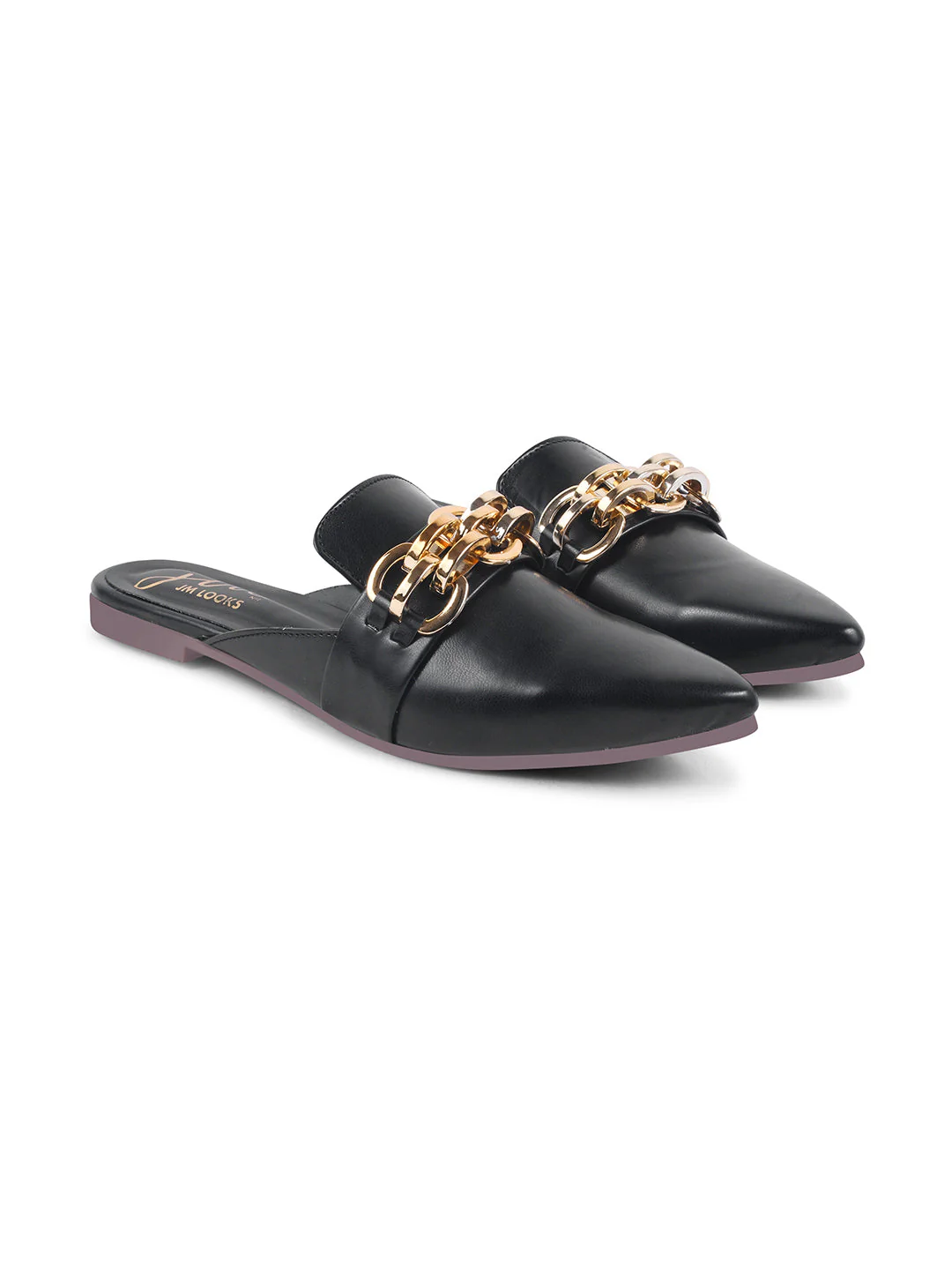 JM Looks Women's Bold Chain Pointed Mules - Image 5