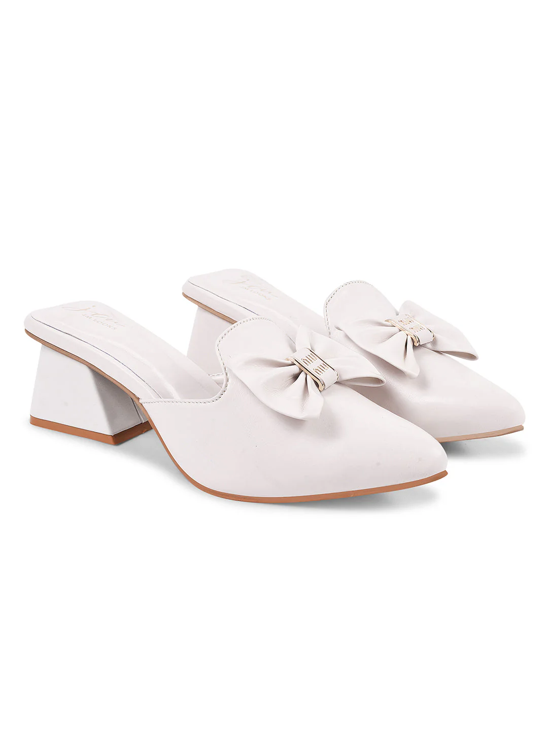 JM Looks Women's Bow Pointed Toe Block Heel Mules - Image 11