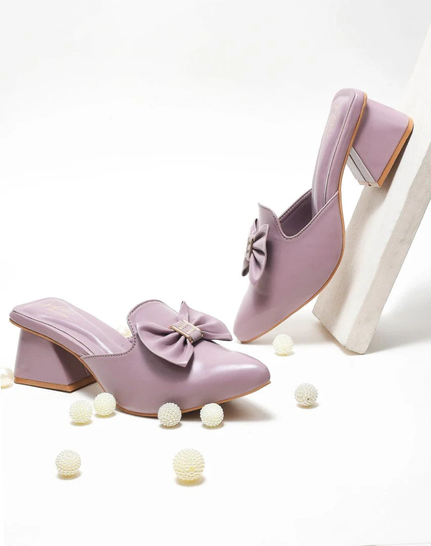 JM Looks Women's Bow Pointed Toe Block Heel Mules - Image 13