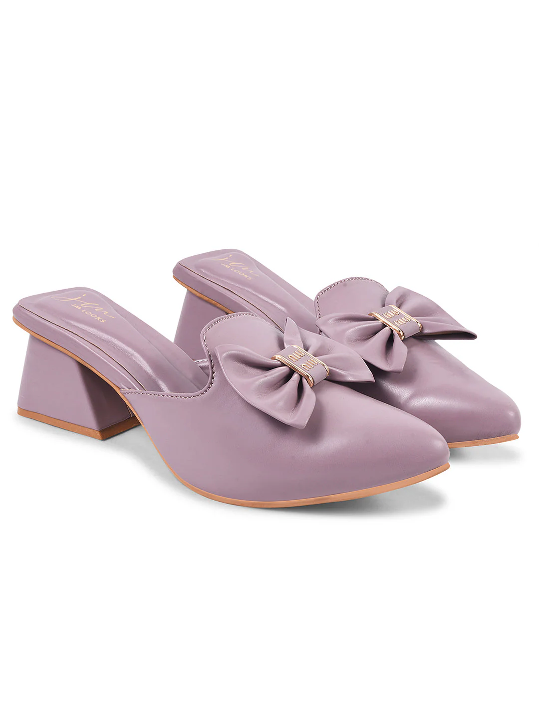 JM Looks Women's Bow Pointed Toe Block Heel Mules - Image 17