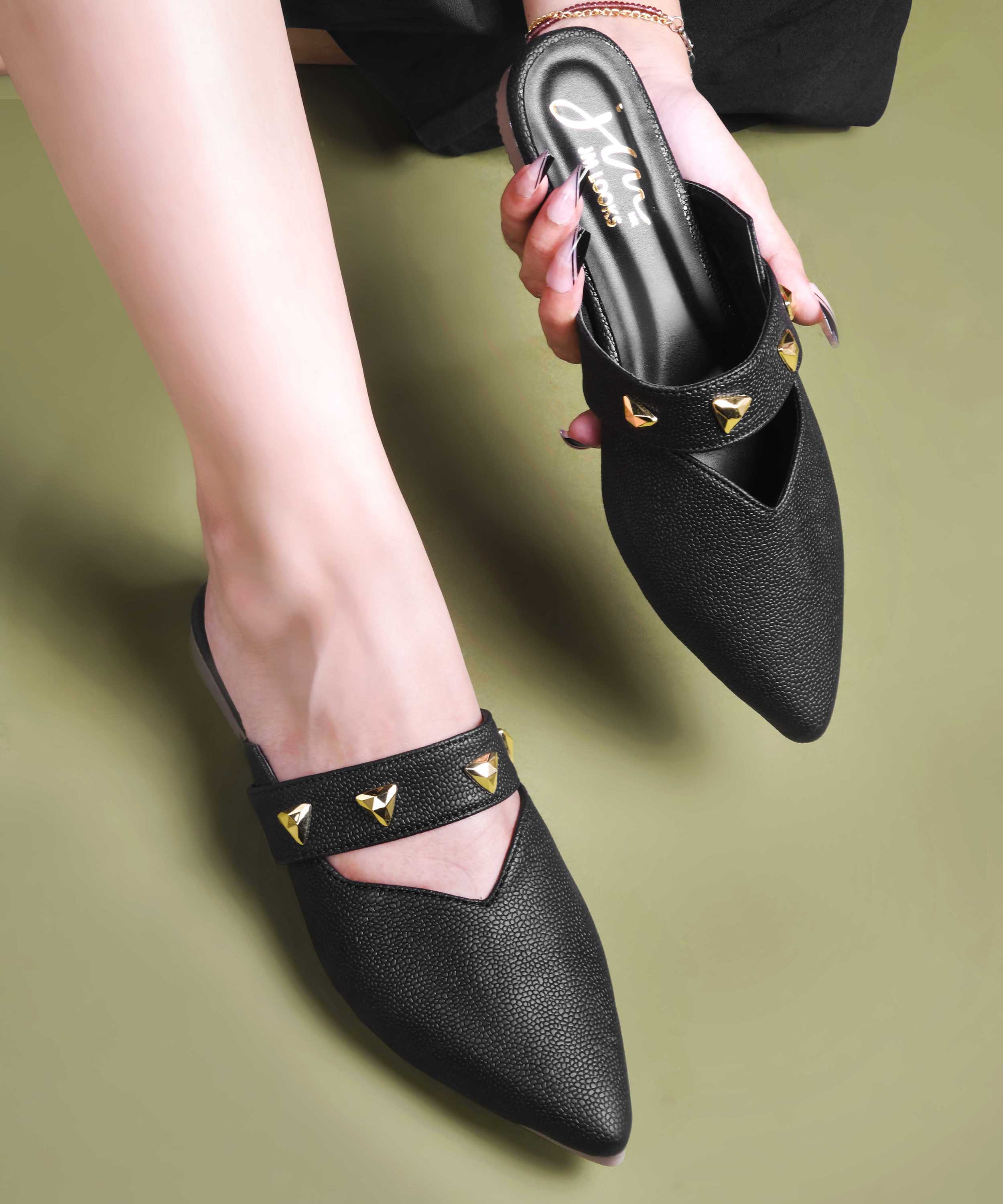 Pointed-Toe Mules with Studded Strap Detail - Image 10