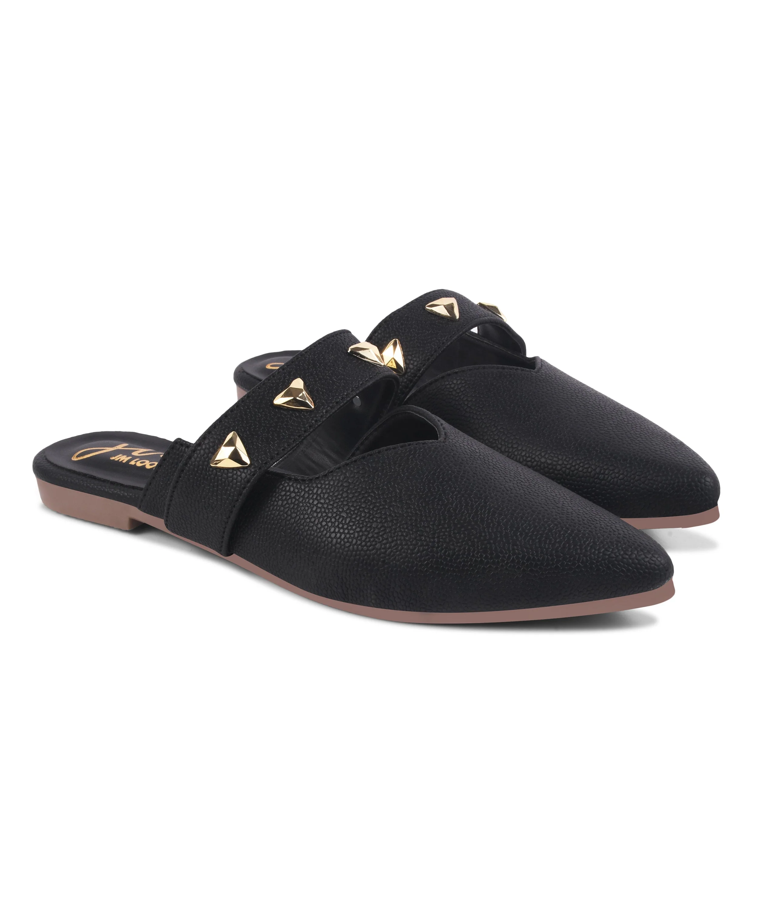 Pointed-Toe Mules with Studded Strap Detail - Image 11