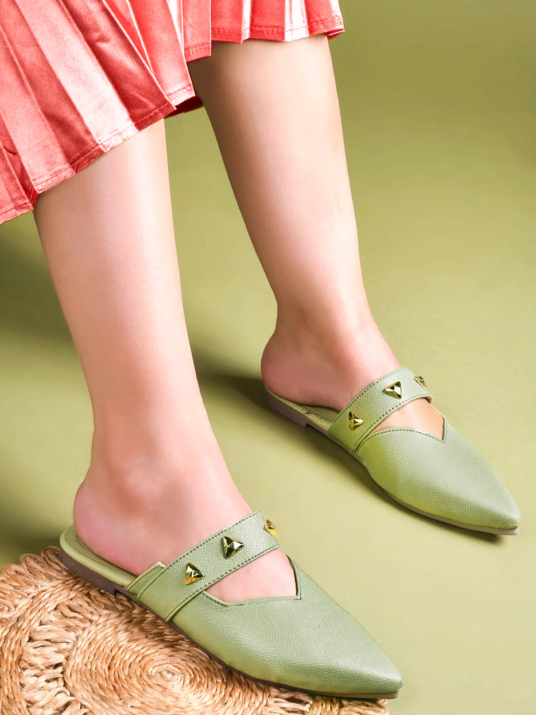 Pointed-Toe Mules with Studded Strap Detail - Image 13