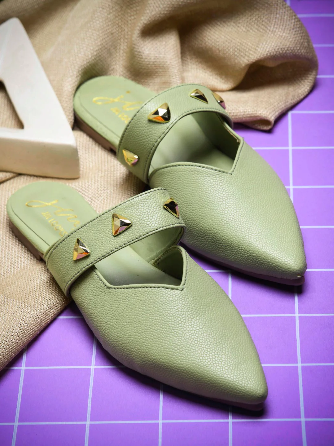 Pointed-Toe Mules with Studded Strap Detail - Image 16