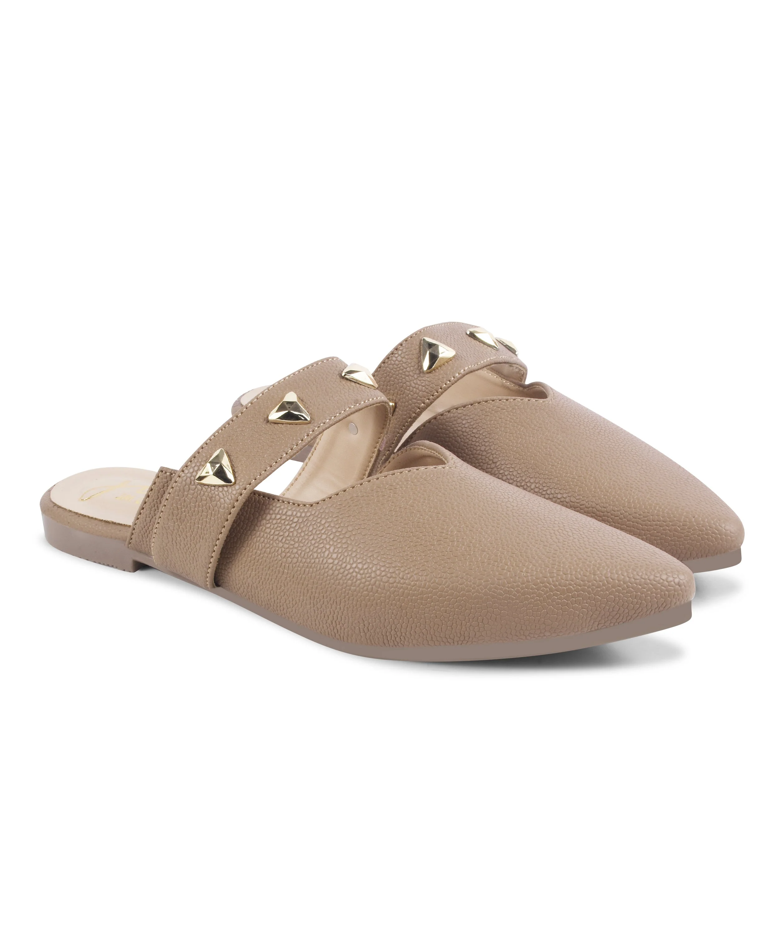 Pointed-Toe Mules with Studded Strap Detail - Image 5