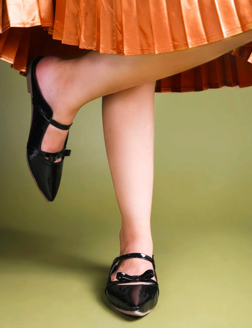 Pointed-Toe Patent Mules with Double Strap Detail - Image 12