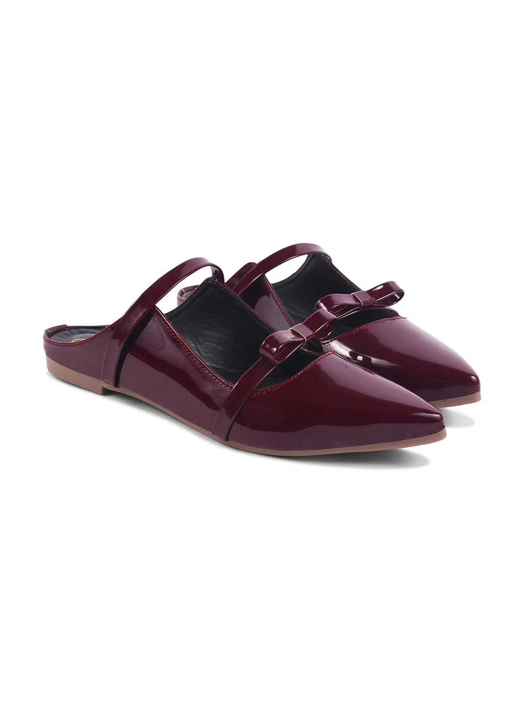 Pointed-Toe Patent Mules with Double Strap Detail - Image 16