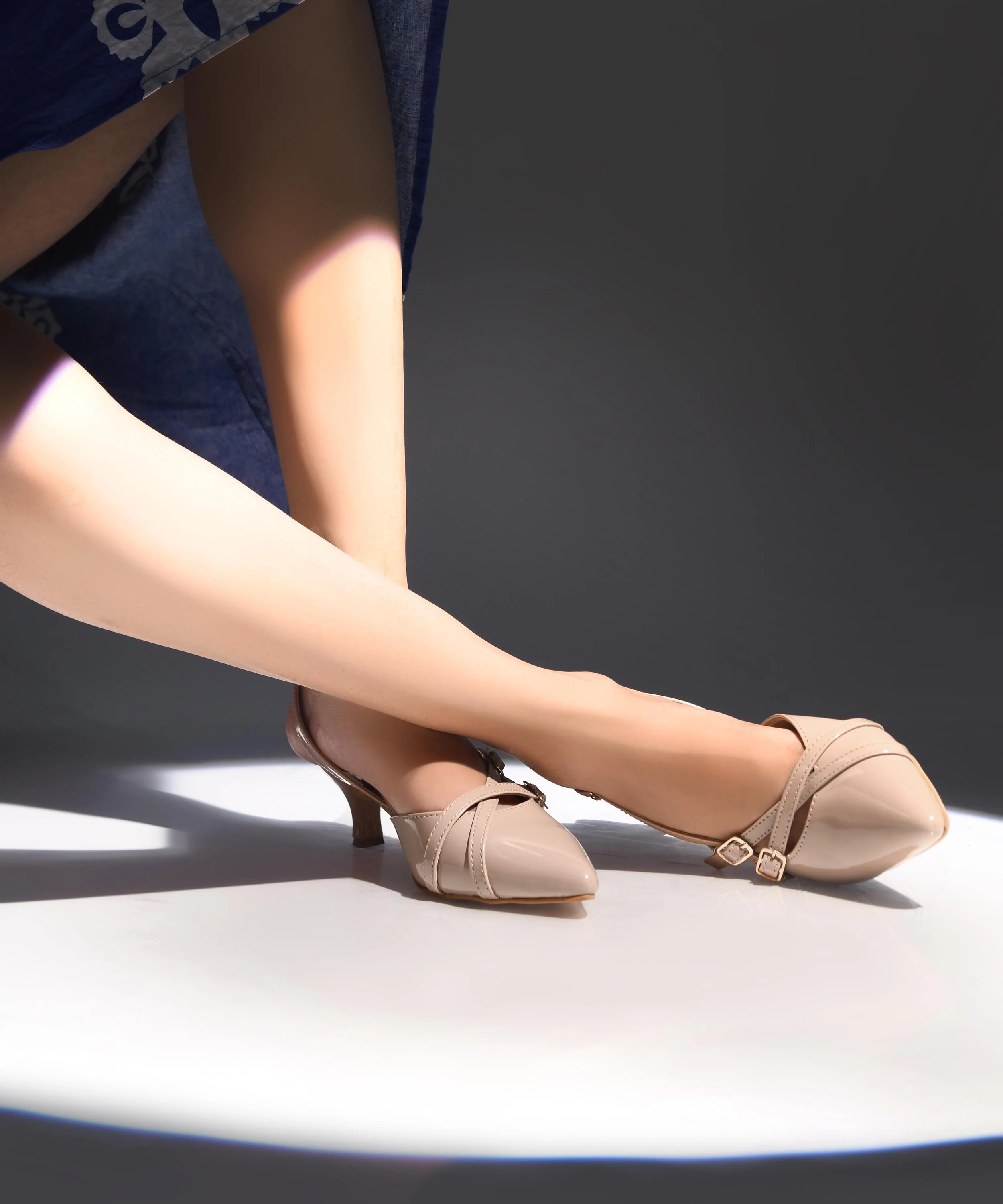 Pointed Toe Slingback Heels with Double Strap Detail - Image 5