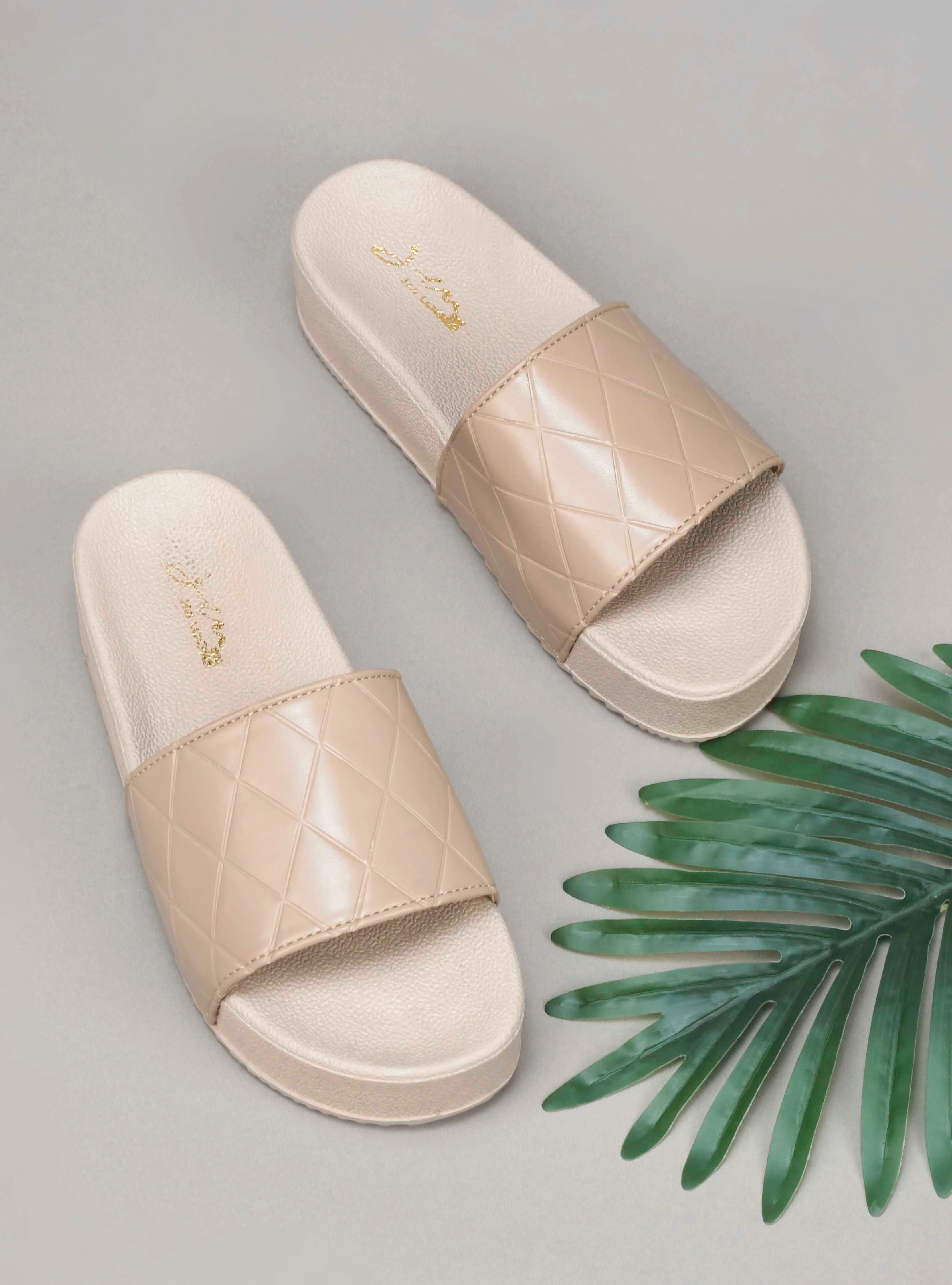 Jm Looks Quilted Strap Platform Slides