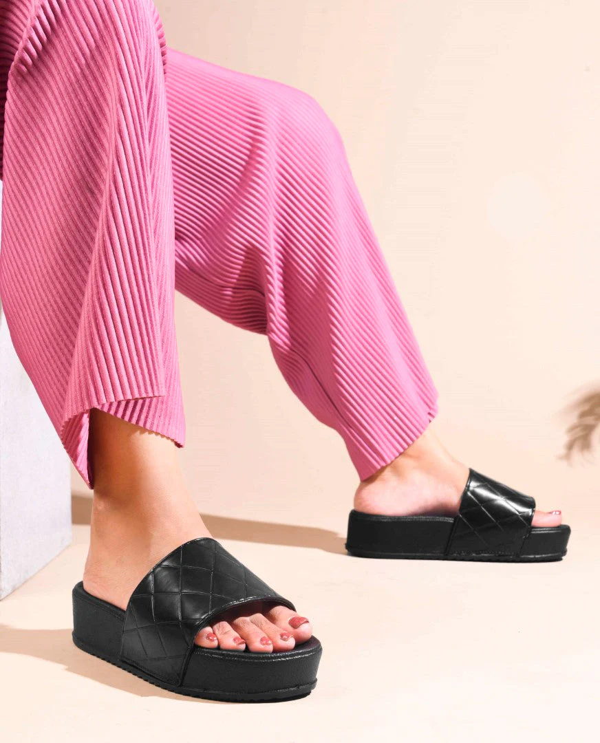 Jm Looks Quilted Strap Platform Slides - Image 8