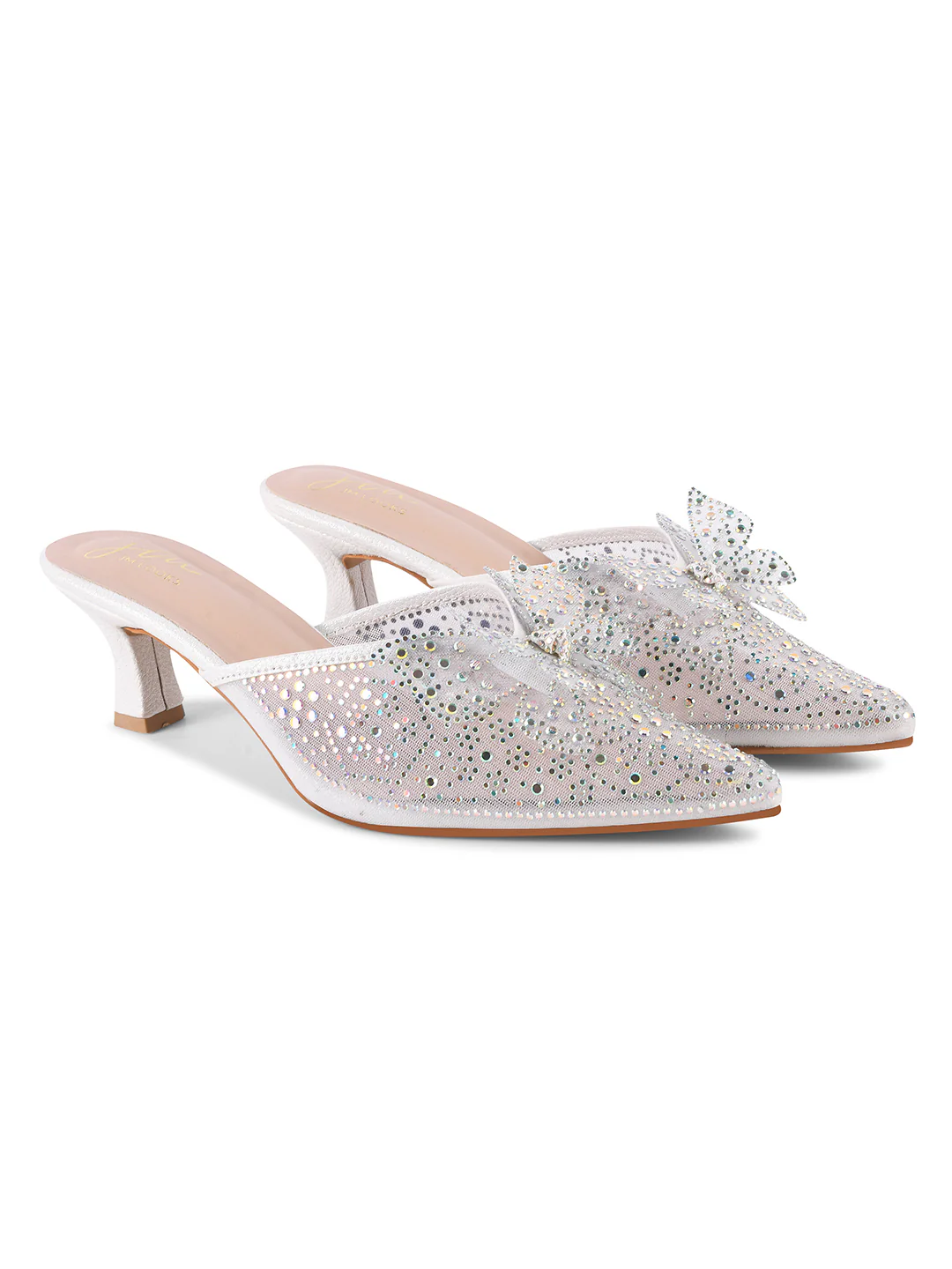 Rhinestone Bowknot Heeled Mules - Image 11