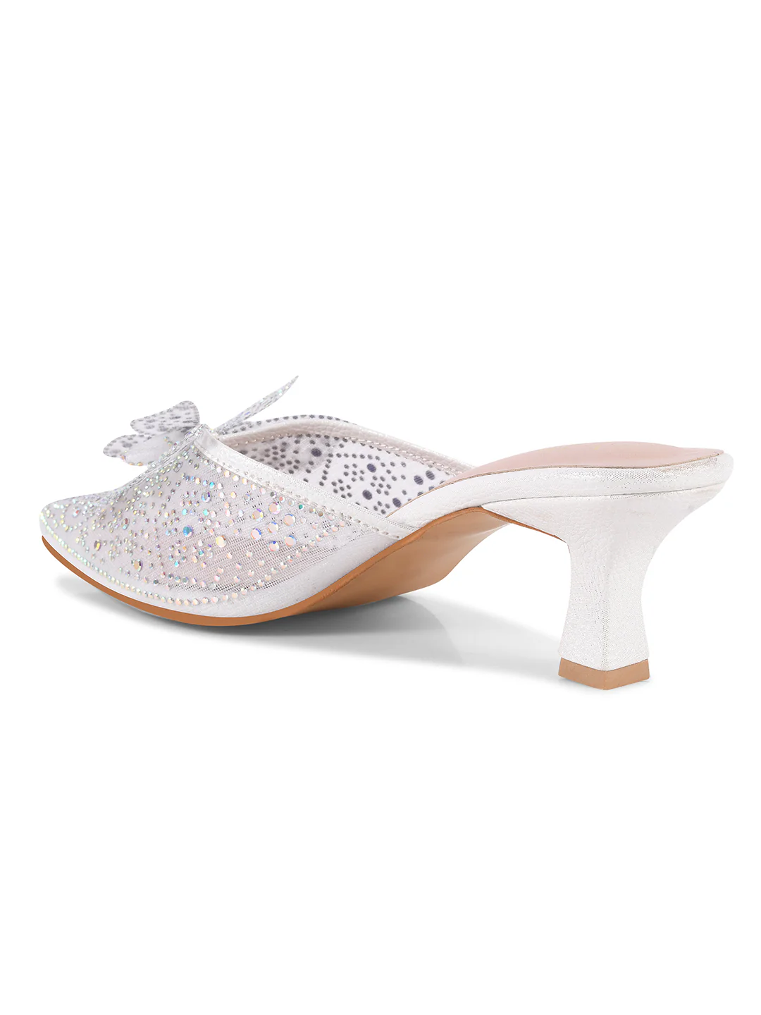 Rhinestone Bowknot Heeled Mules - Image 12