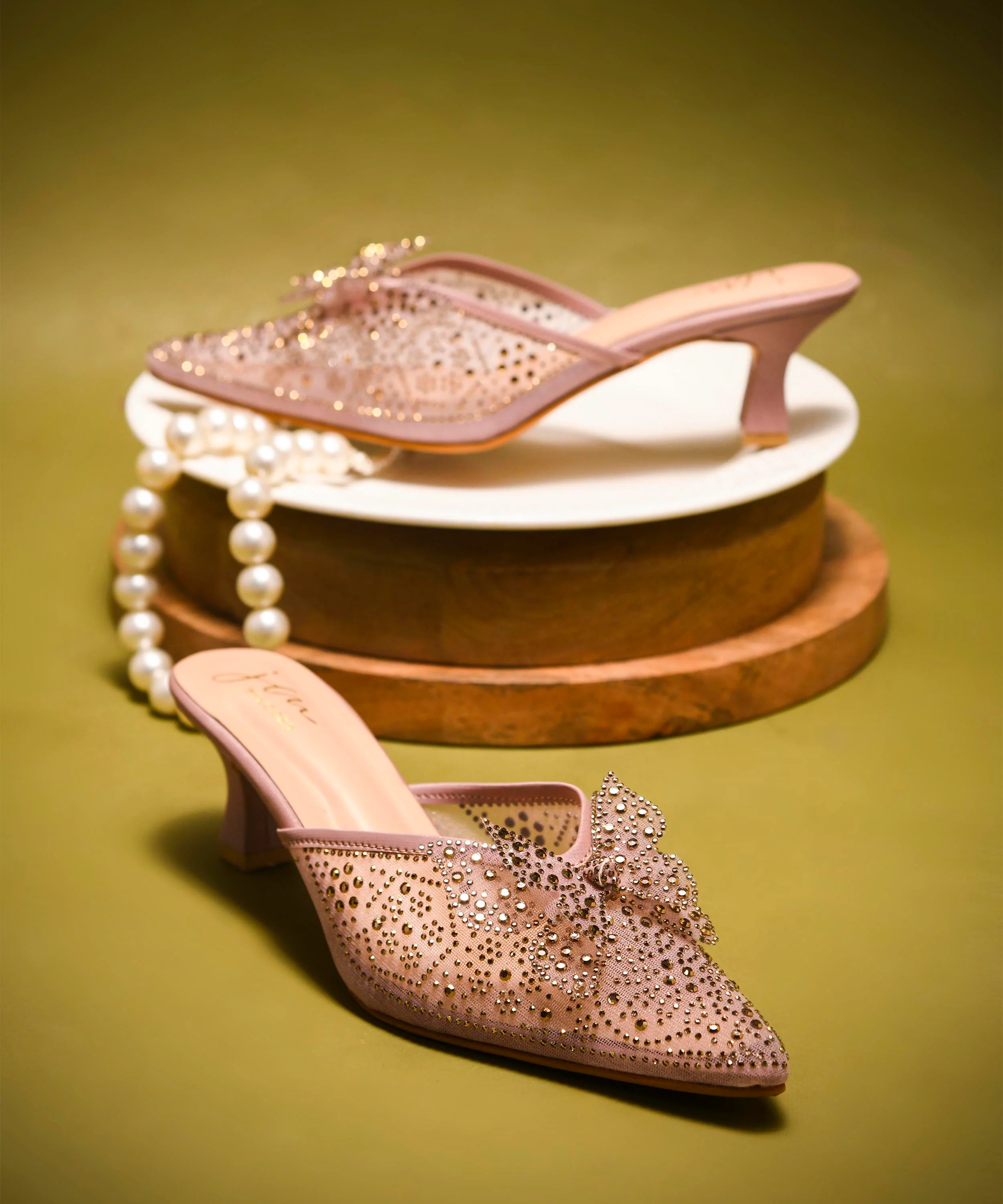 Rhinestone Bowknot Heeled Mules - Image 13