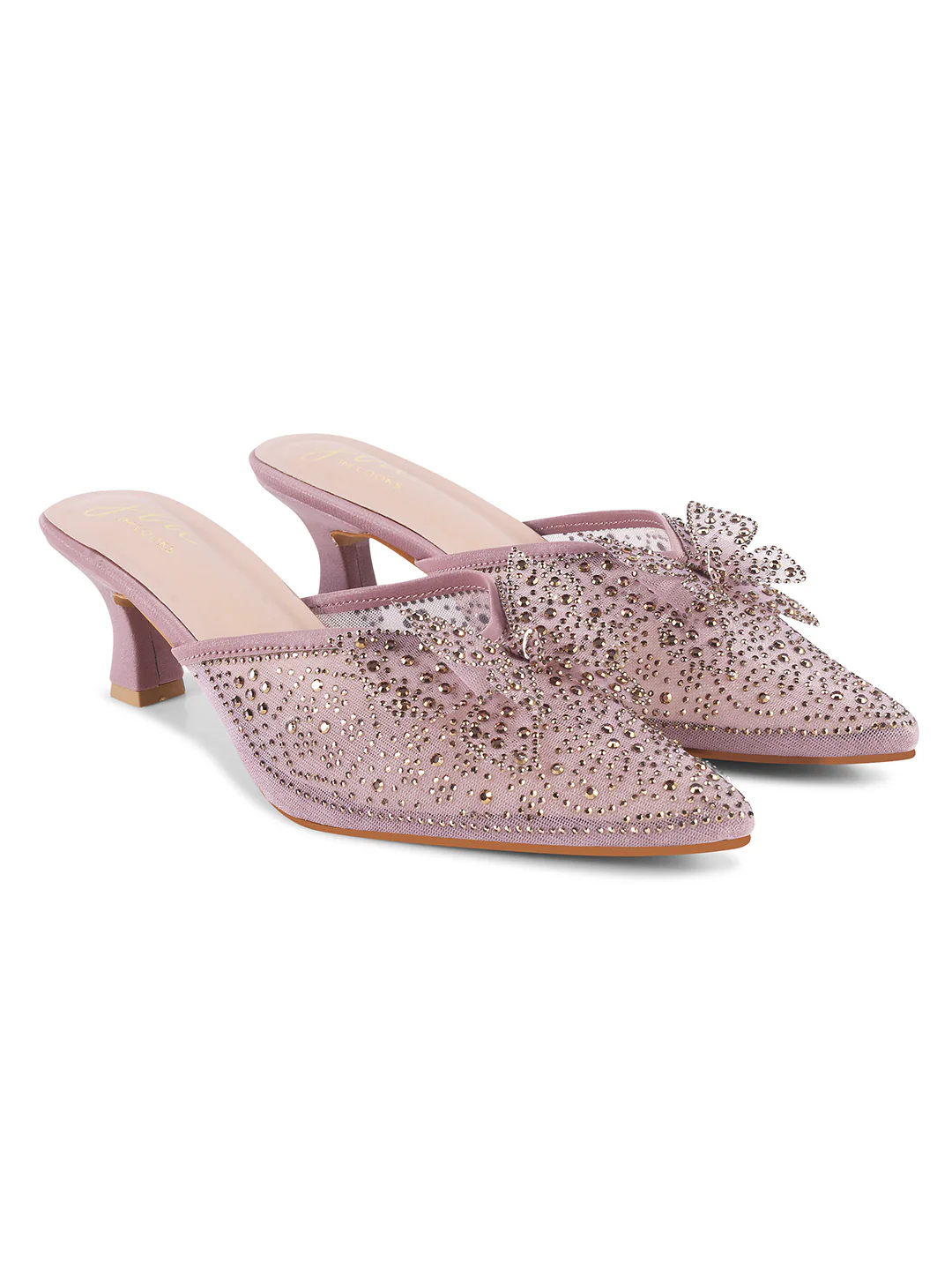 Rhinestone Bowknot Heeled Mules - Image 17