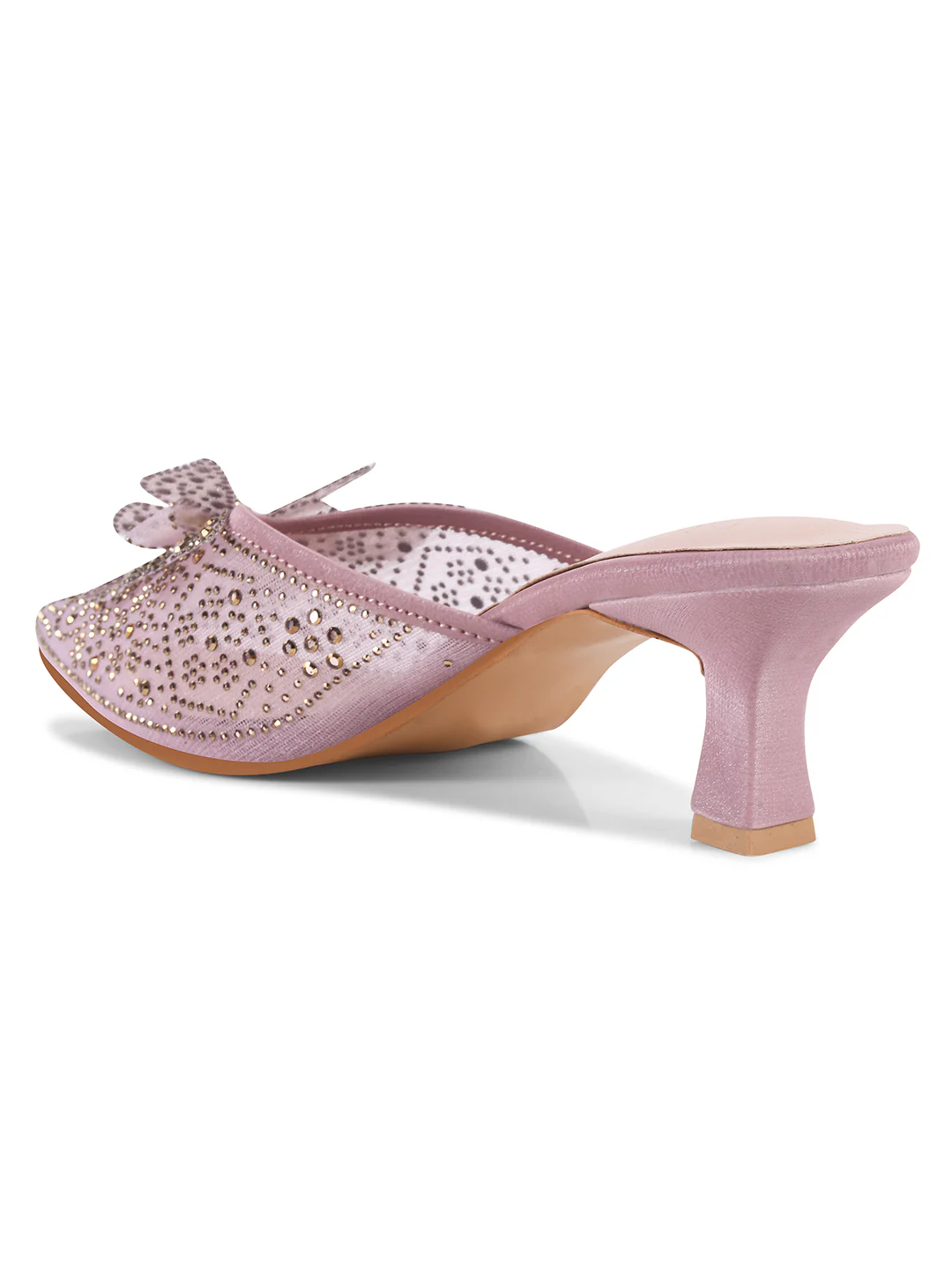Rhinestone Bowknot Heeled Mules - Image 18